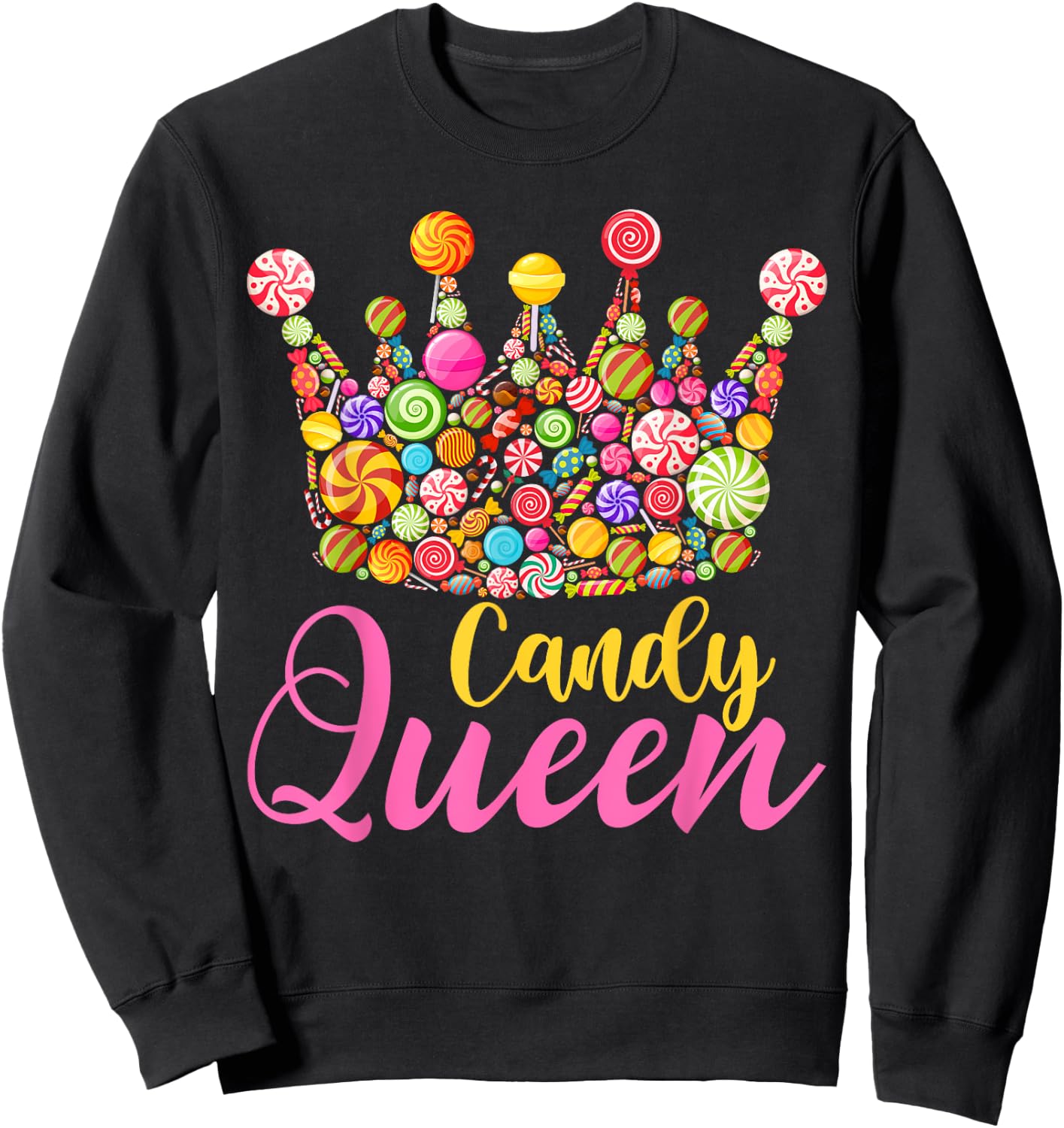 Cute Candy Queen Crown Lollipop Candy Sweet Lover Girl Kids Sweatshirt - Sweatshirt | Black