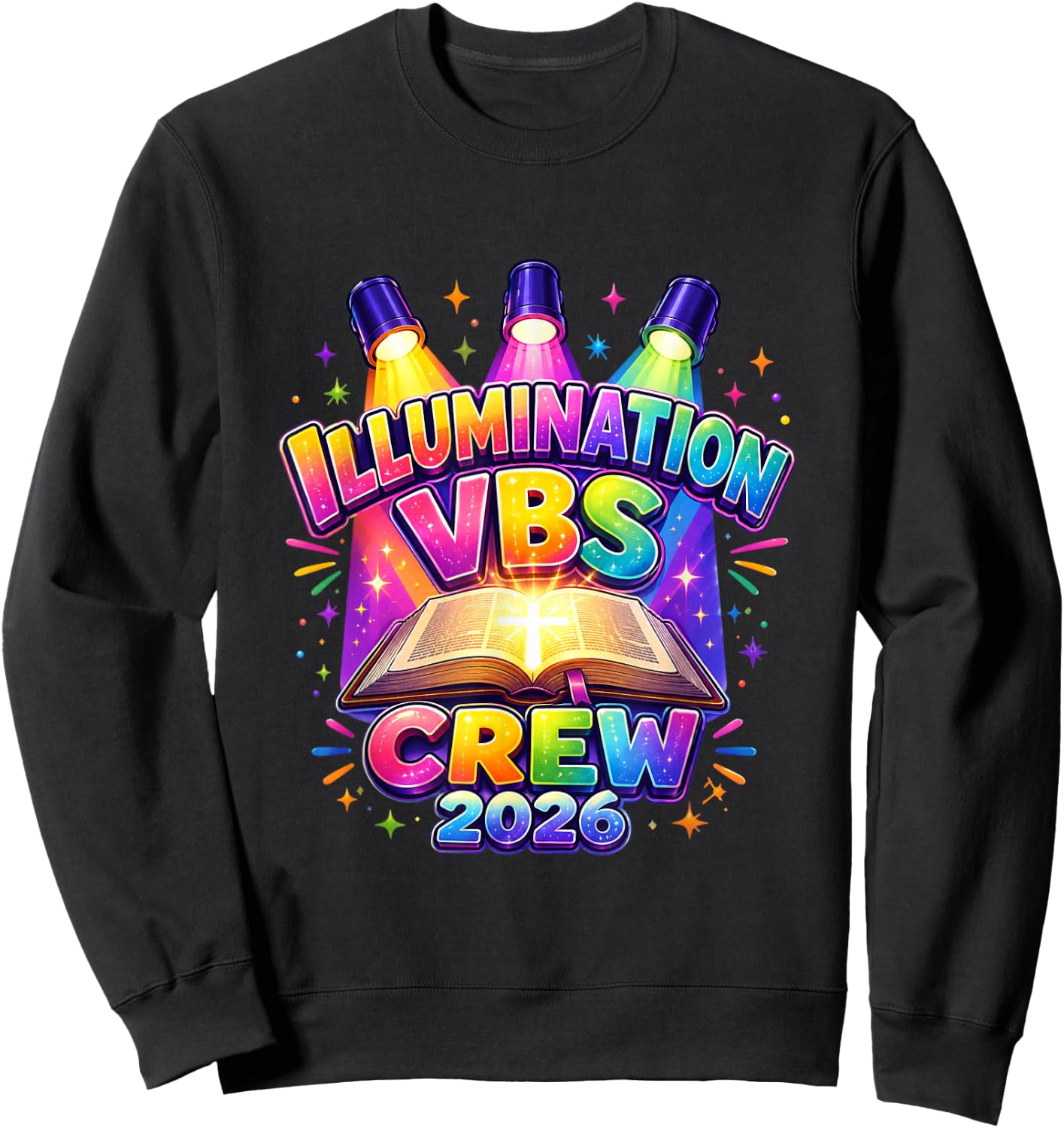 Cute Illumination VBS Crew 2026 Teacher Summer Camp Sweatshirt - Sweatshirt | Black