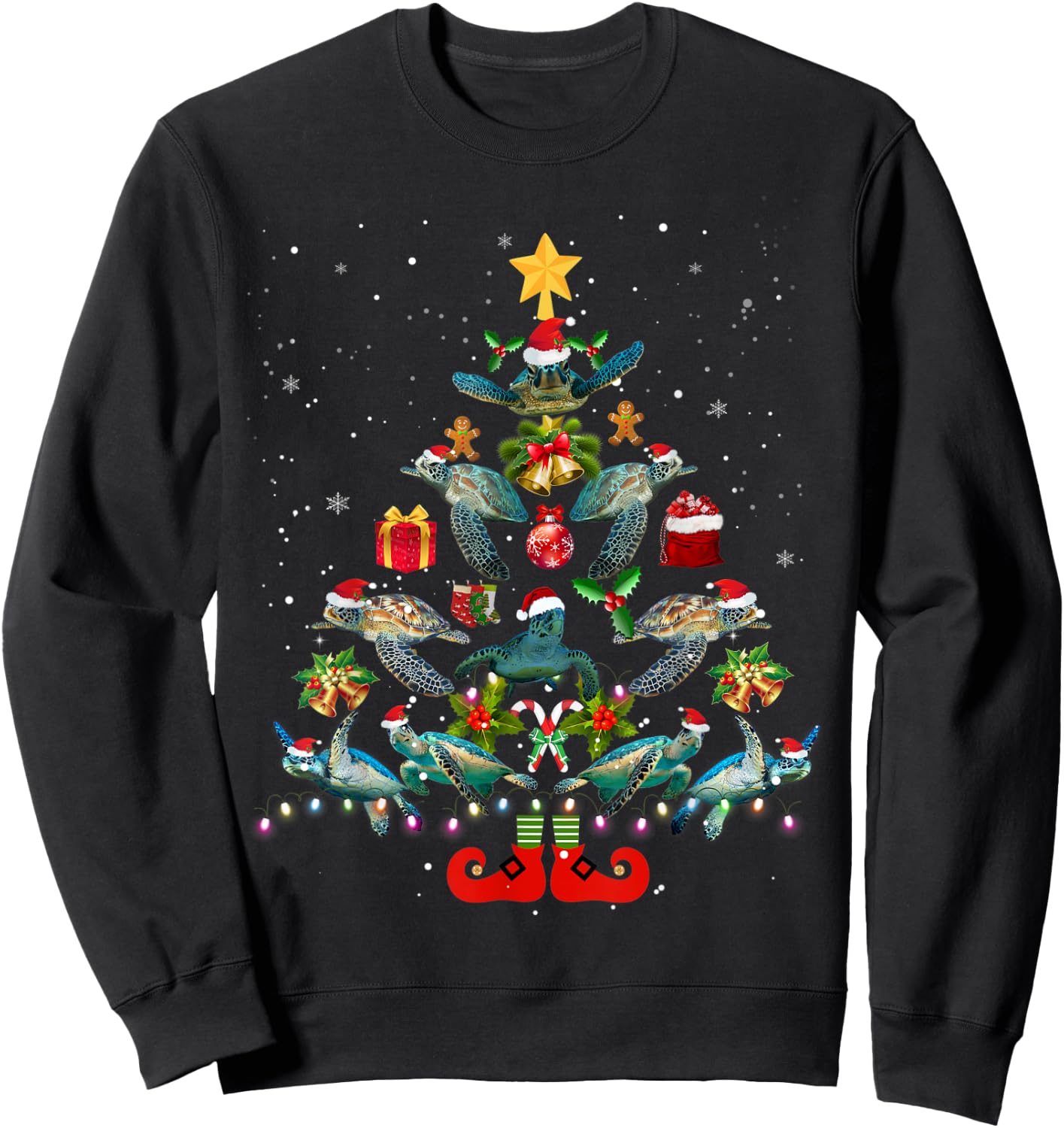 Turtle Christmas Tree Sea Turtle Lover X-mas Gift Sweatshirt - Sweatshirt | Black