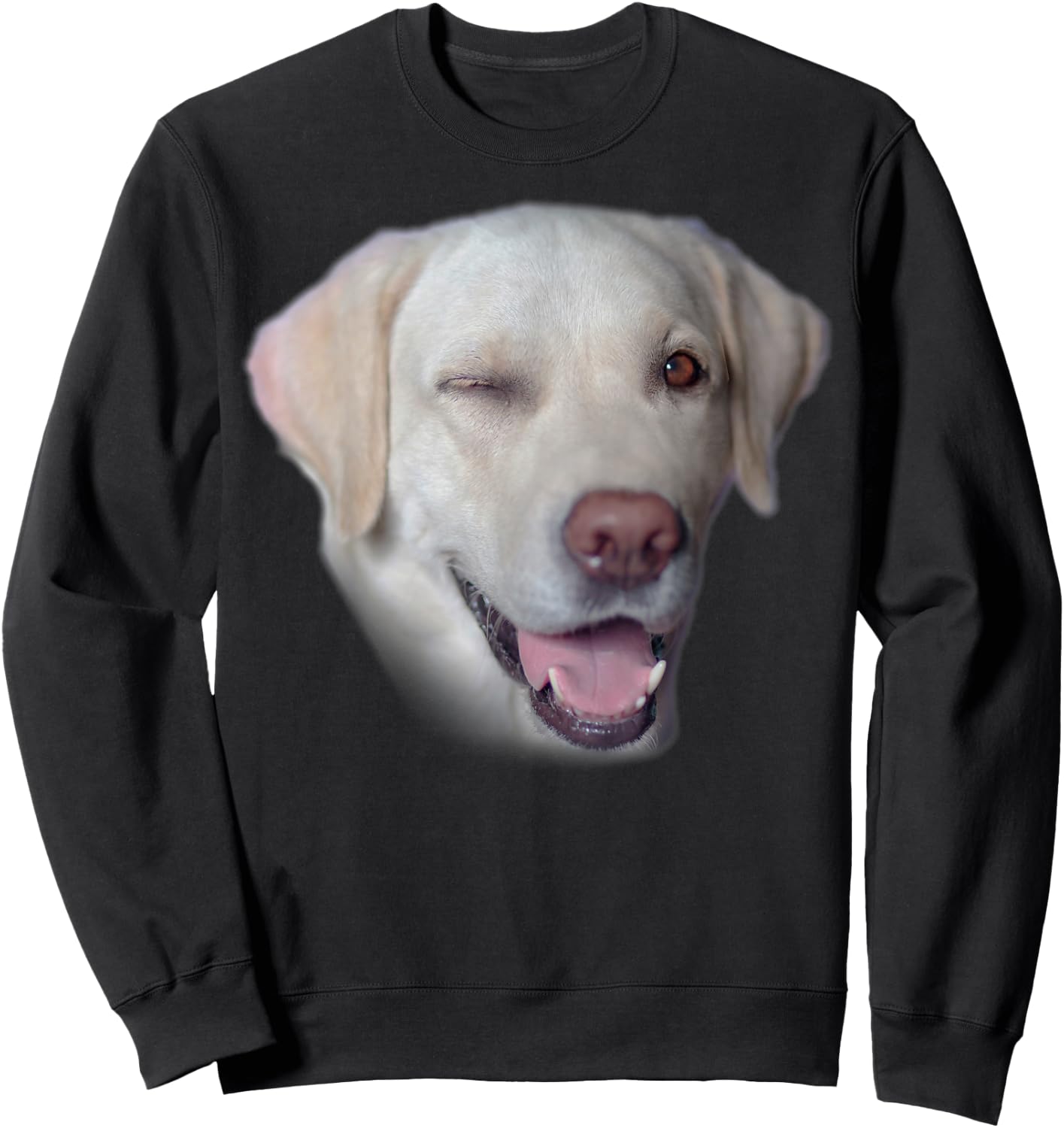 Yellow Labrador Fetch Dog Face Sweatshirt - Sweatshirt | Black