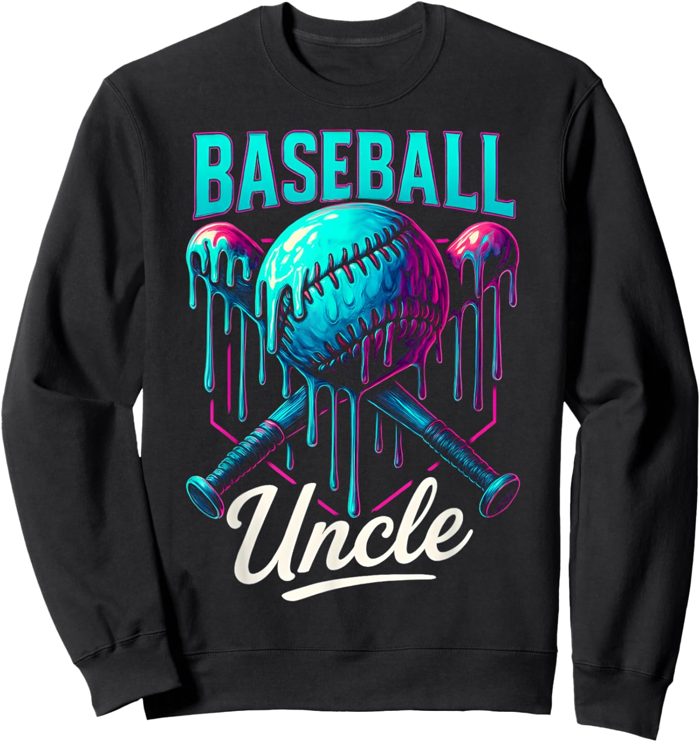 Baseball Drip Uncle Ice Cream Drip Baseball Men Fathers Day Sweatshirt - Sweatshirt | Black