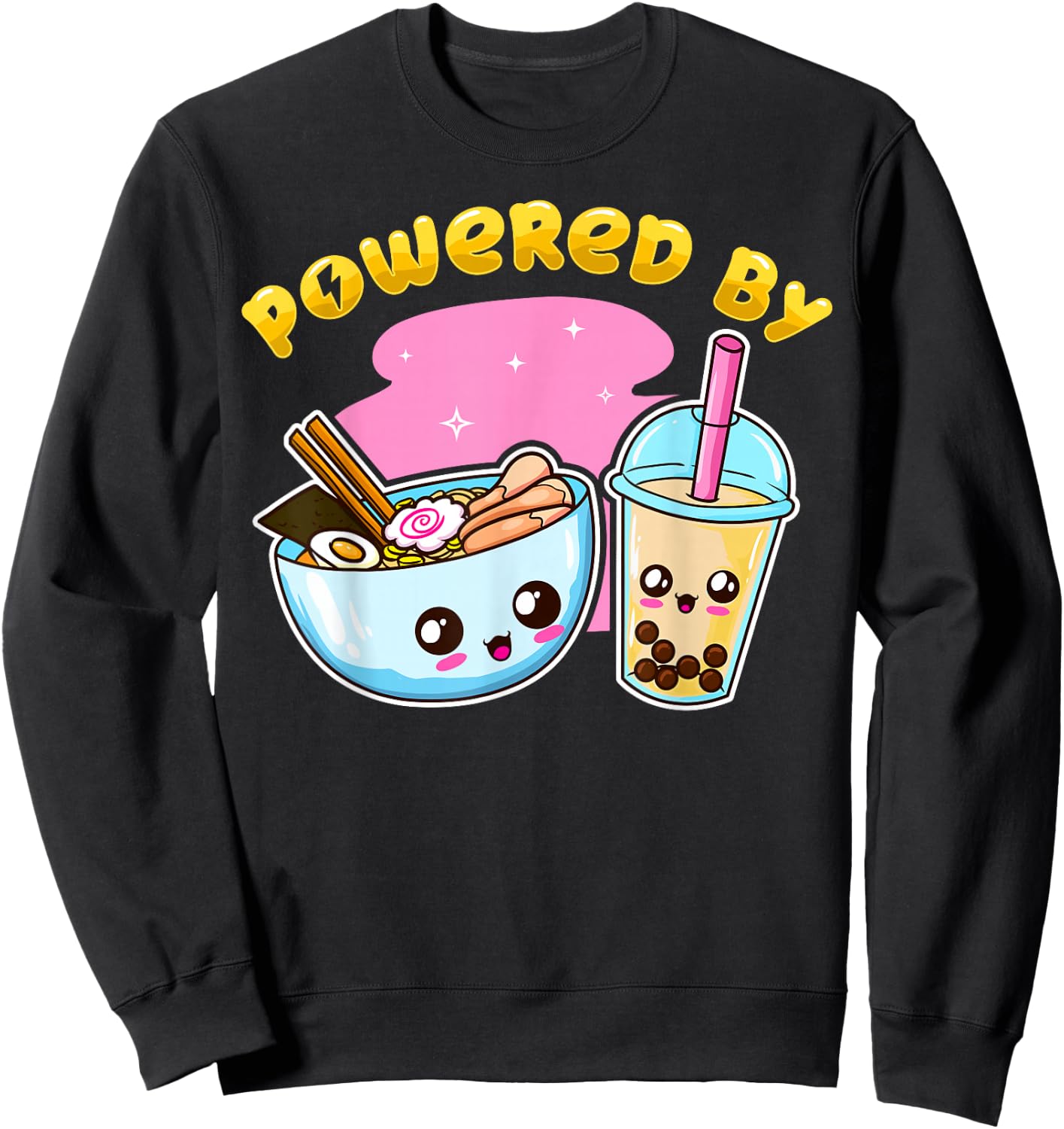 Ramen Bubble Tea Boba Japanese Noodles Anime K-POP Merch Sweatshirt - Sweatshirt | Black