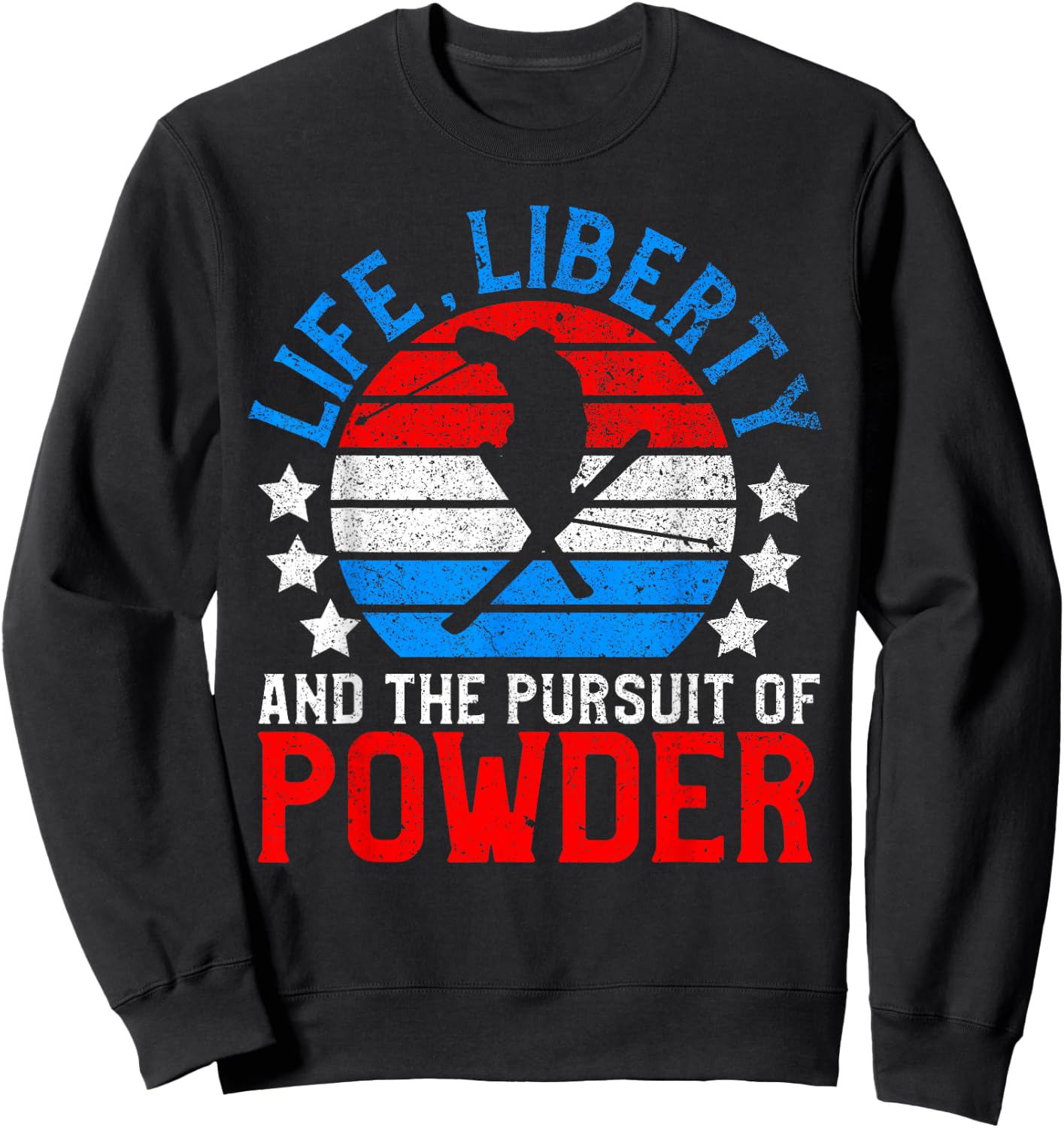 American Ski Shirt Funny Skier & Skiing Lover July 4th Gift Kids Men Sweatshirt - Sweatshirt | Black