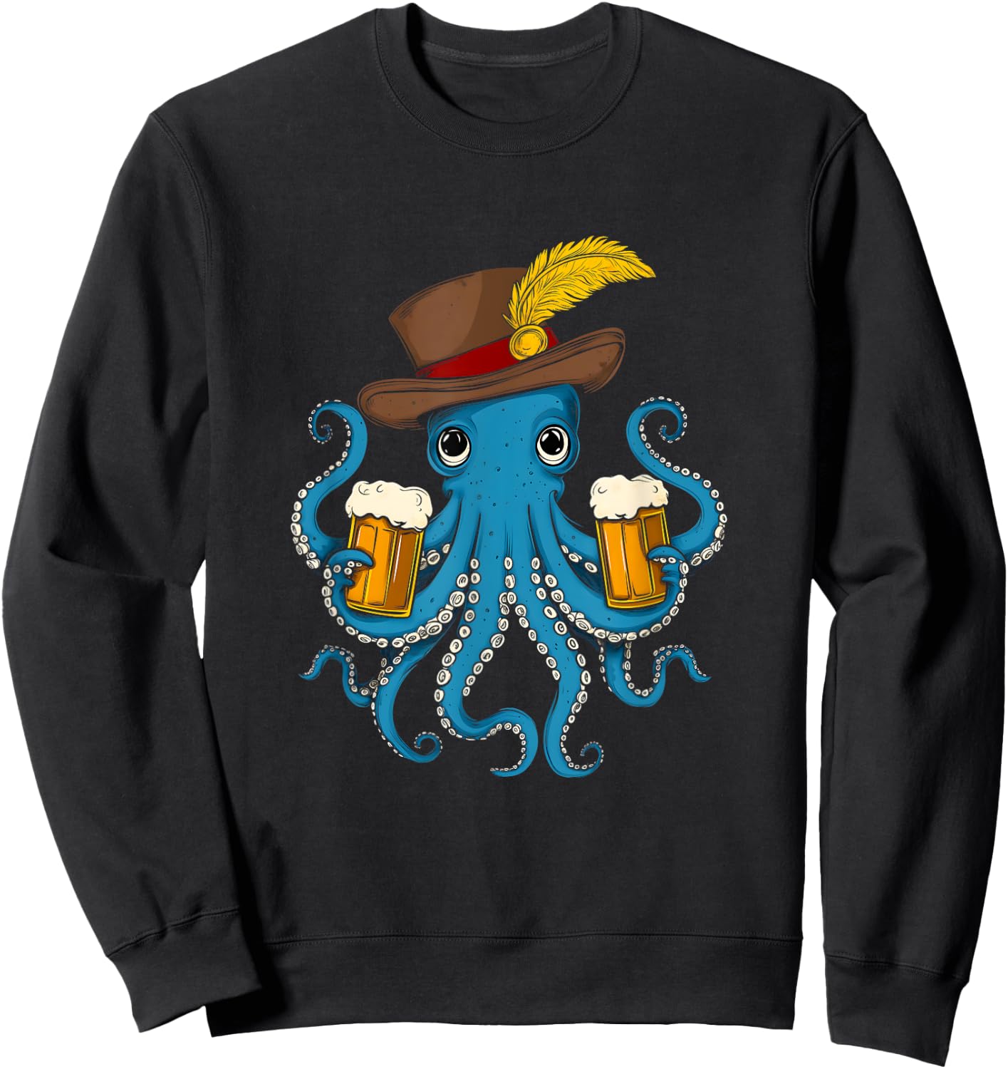 German Octopus Oktoberfest Funny Bavarian Festival Men Women Sweatshirt - Sweatshirt | Black