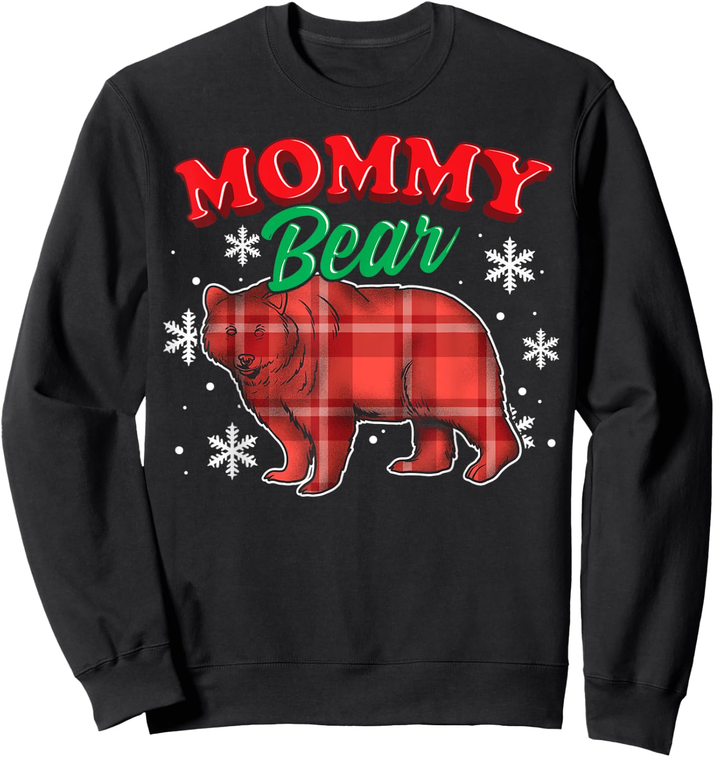 Mommy Bear Shirt Buffalo Plaid Gift Matching Bear Family Sweatshirt - Sweatshirt | Black