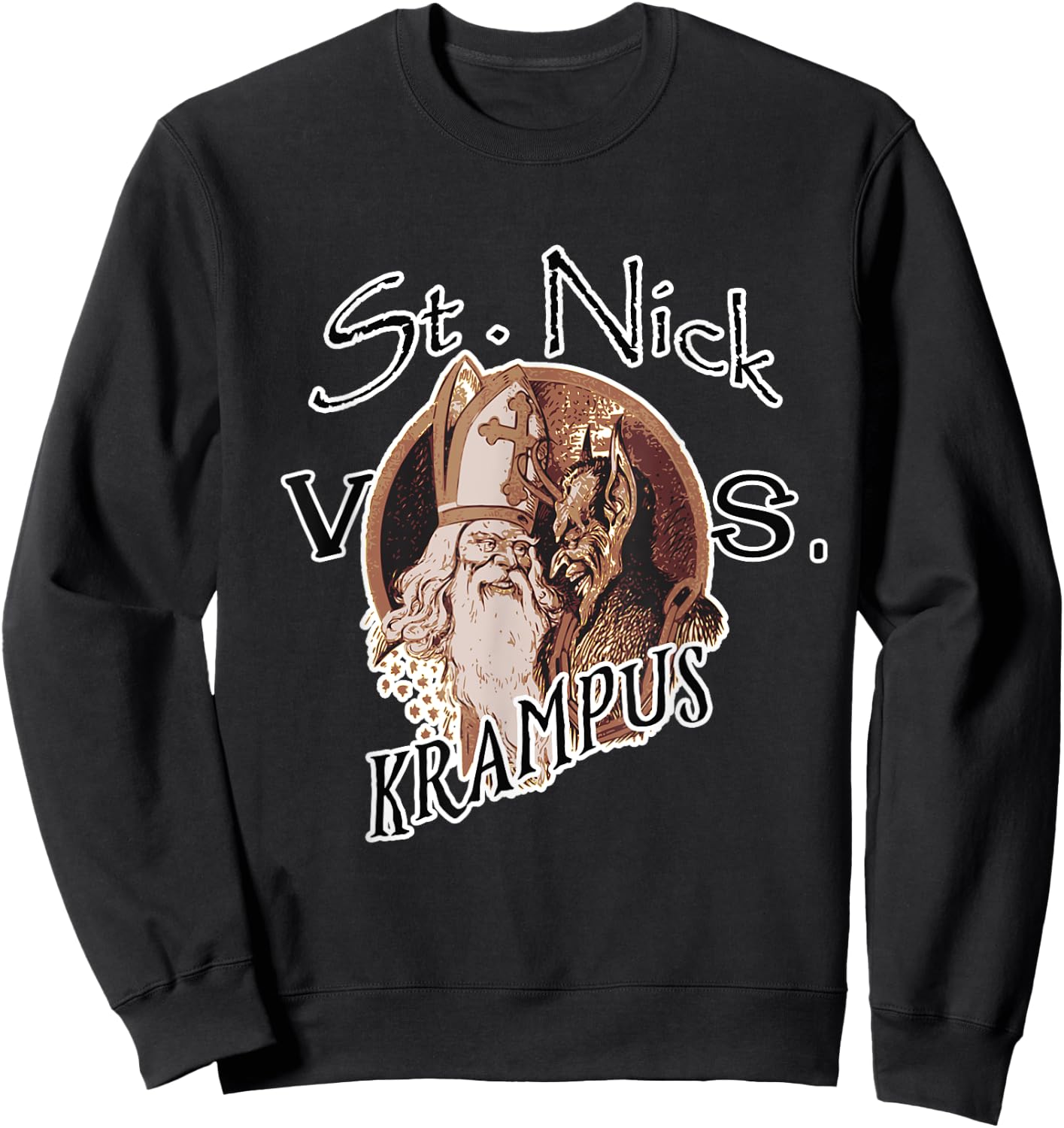 Santa Claus versus Krampus funny Christmas Sweatshirt - Sweatshirt | Black