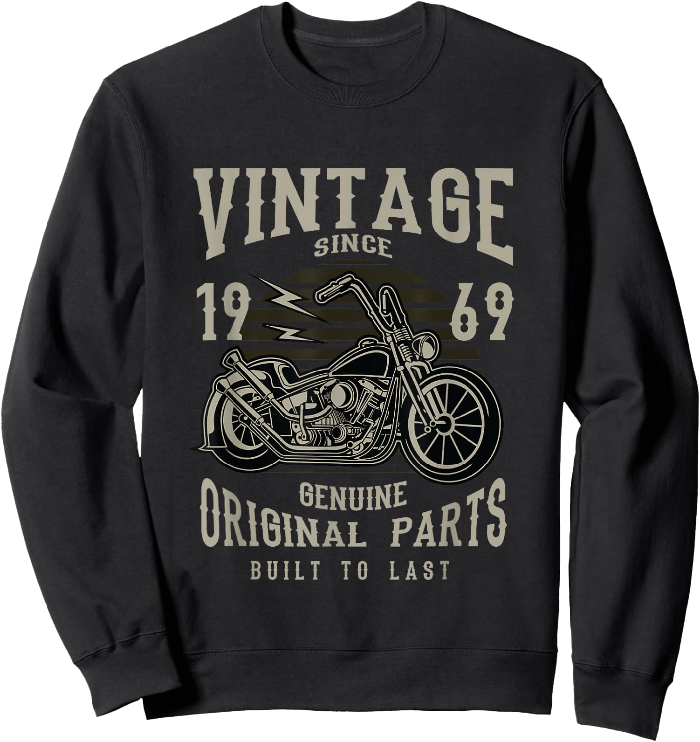 1969 Birthday Retirement Vintage Retro Motorcycle Chopper Sweatshirt - Sweatshirt | Black