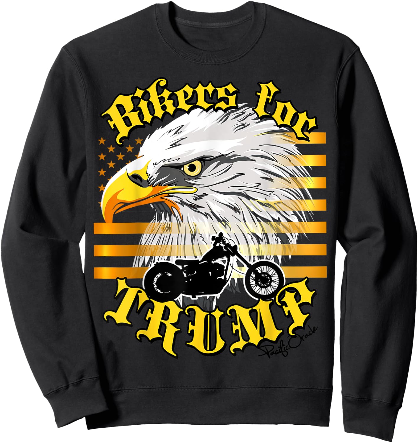 Epic USA Gold-Colored Flag Eagle Bikers For Trump 2024 Sweatshirt - Sweatshirt | Black