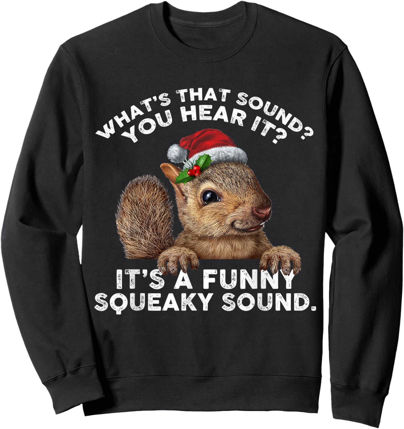 It's A Funny Squeaky Sound Funny Christmas Squirrel Sweatshirt - Sweatshirt | Black