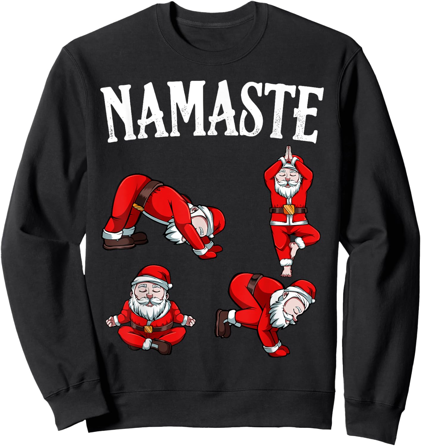 Funny Namaste Santa Claus Yoga Pose Christmas Hippie Peace Sweatshirt - Sweatshirt | Black