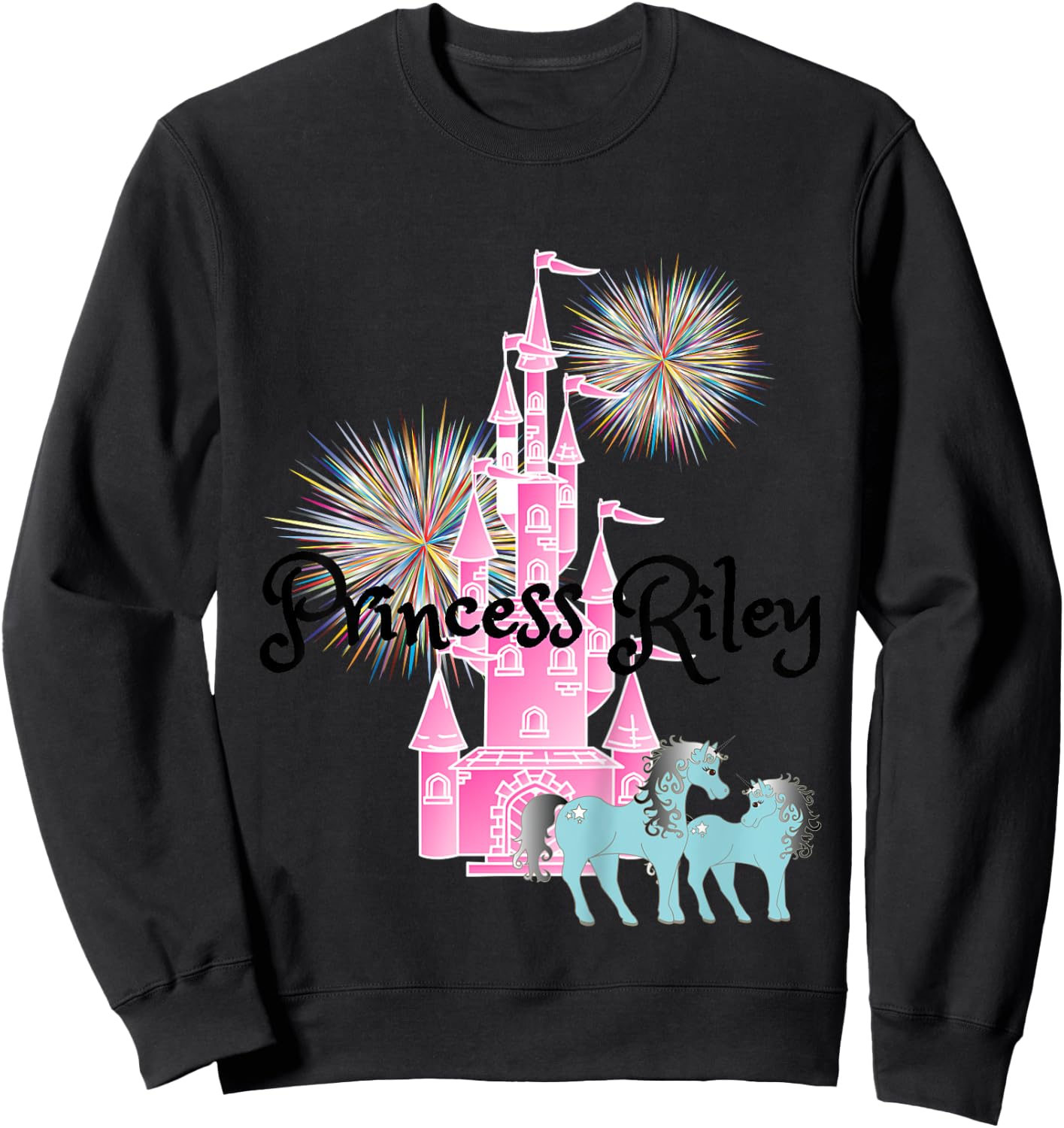 Kids Princess Riley Name Girls Personalized Custom Sweatshirt - Sweatshirt | Black