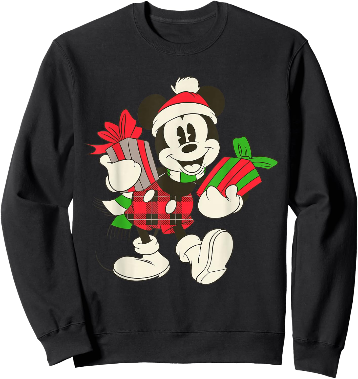 Disney Vintage Mickey Mouse Holiday Gifts Short Sleeve Sweatshirt - Sweatshirt | Black