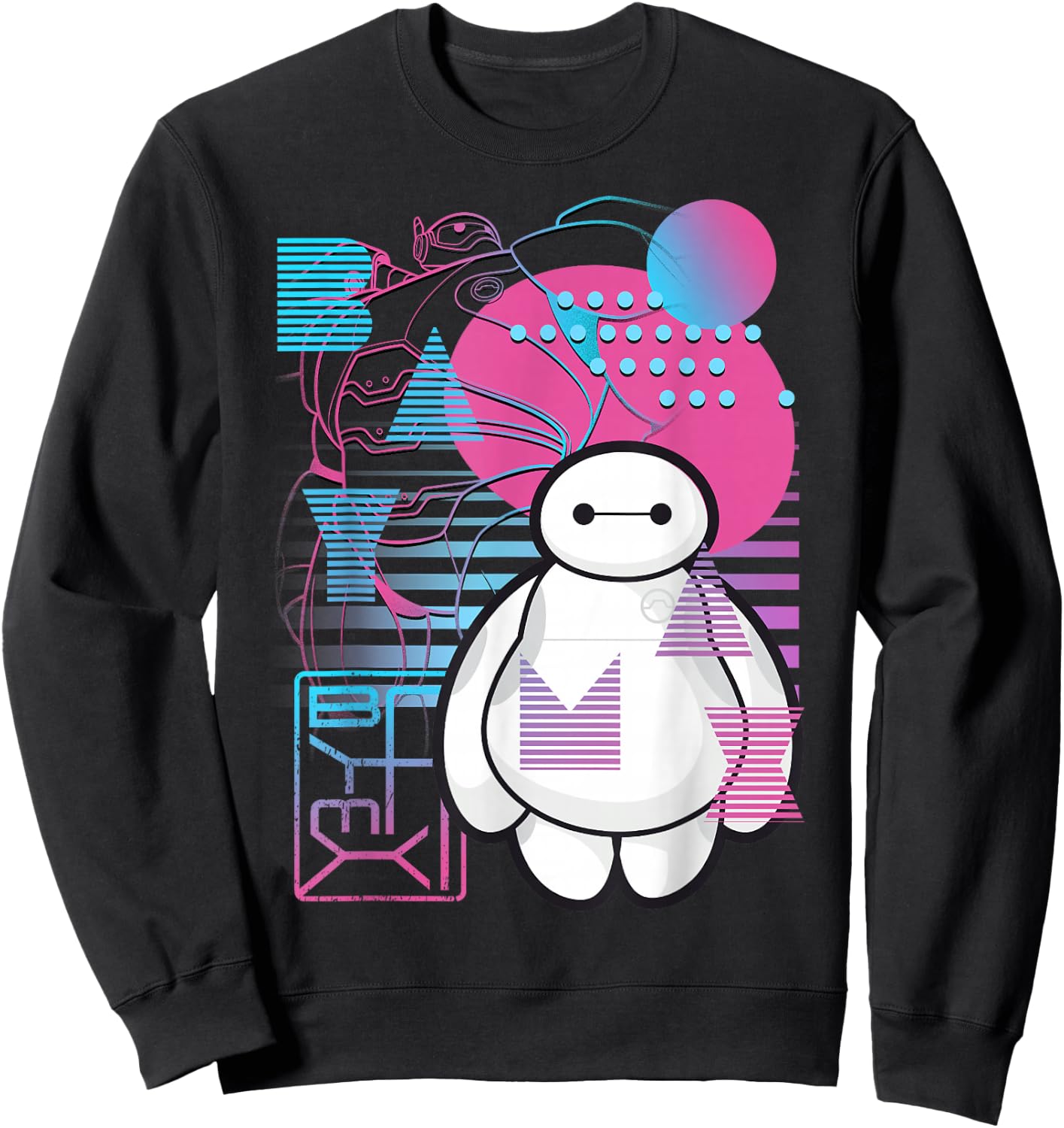 Disney Big Hero 6 Baymax Neon Blue Print Schematics Sweatshirt - Sweatshirt | Black