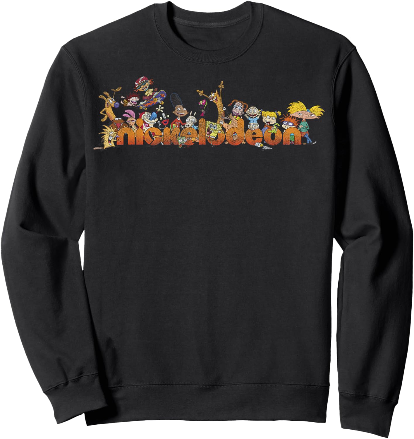 Nickelodeon Vintage 90's Characters Smiling Logo Sweatshirt - Sweatshirt | Black
