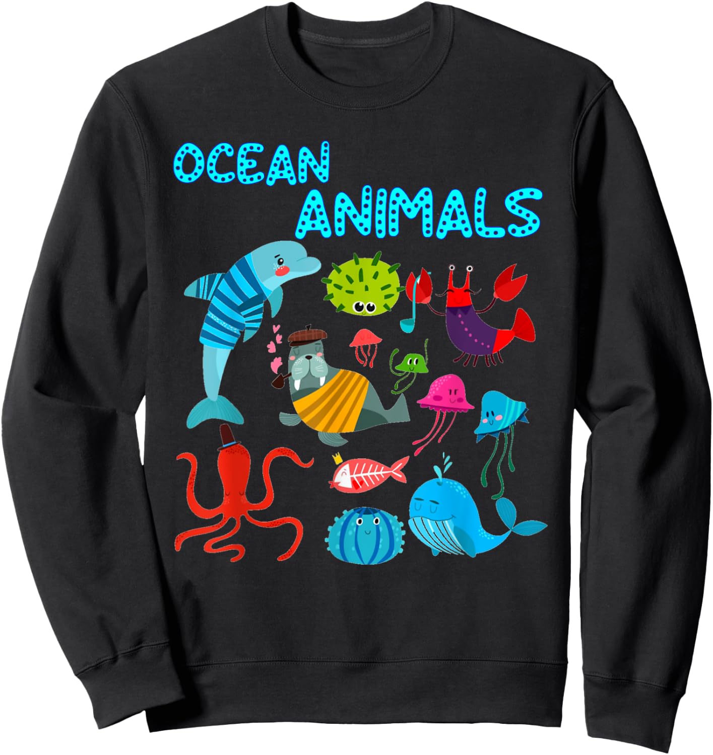 Ocean Animals Marine Creatures under the Sea Sweatshirt - Sweatshirt | Black