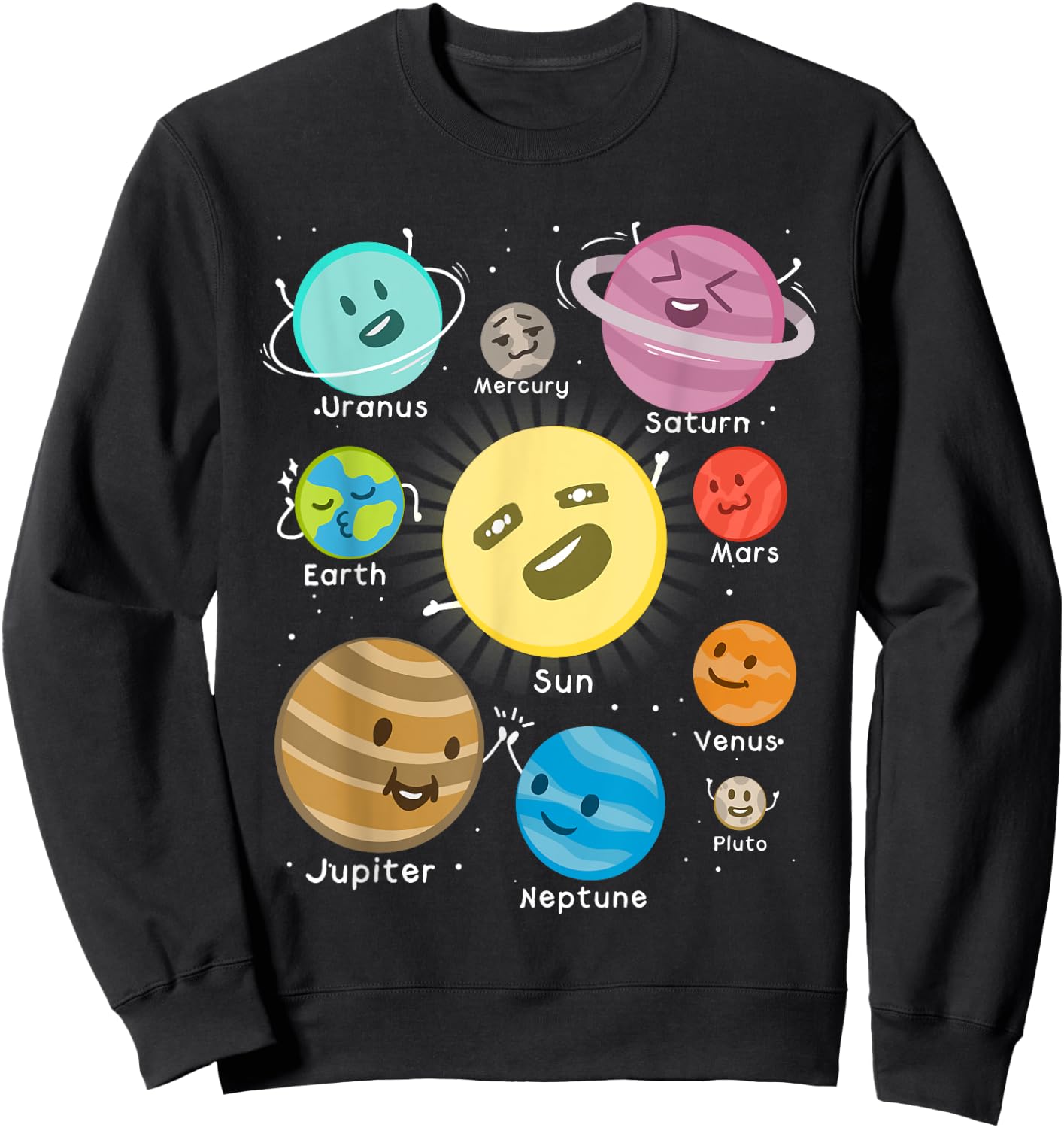 Solar System Funny Outer Space Planet Party T Shirt Sweatshirt - Sweatshirt | Black