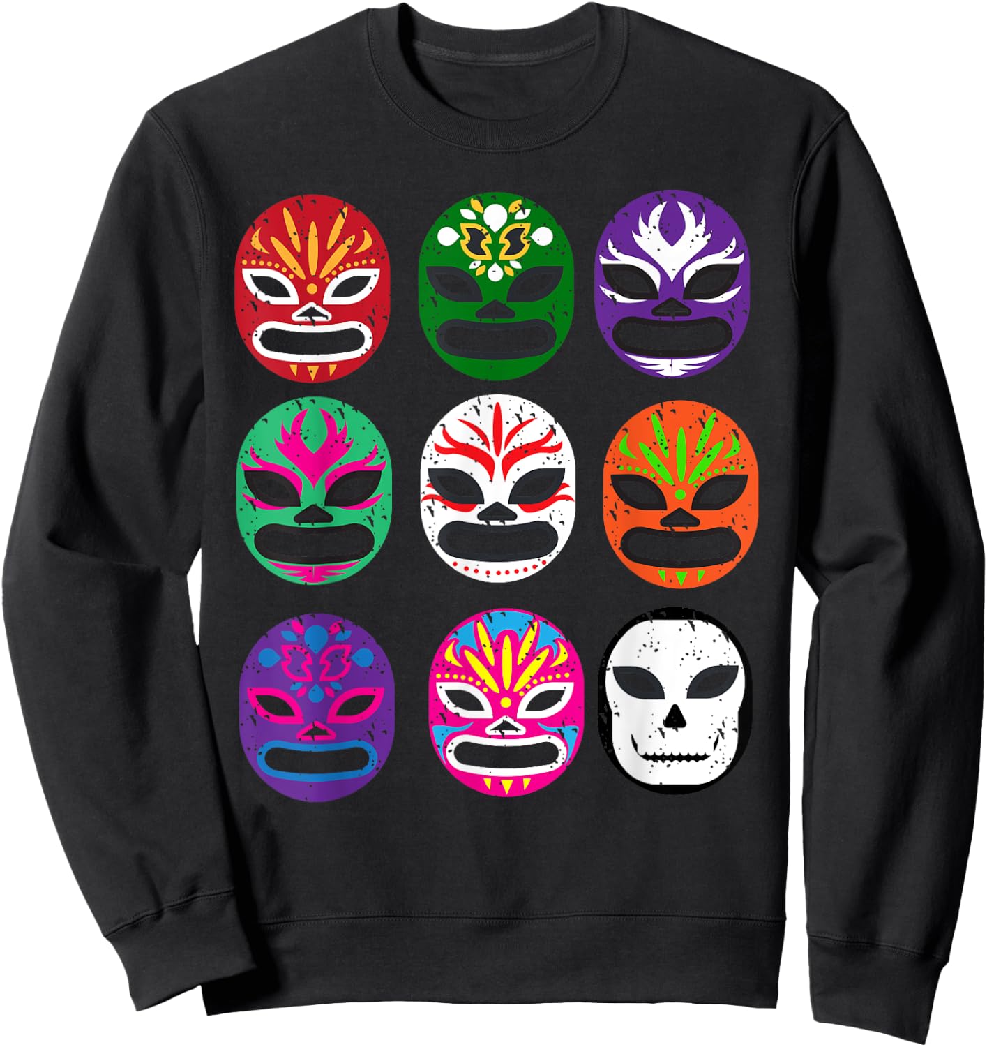 Lucha Libre Masks Mexican Wrestling Mask Sweatshirt - Sweatshirt | Black