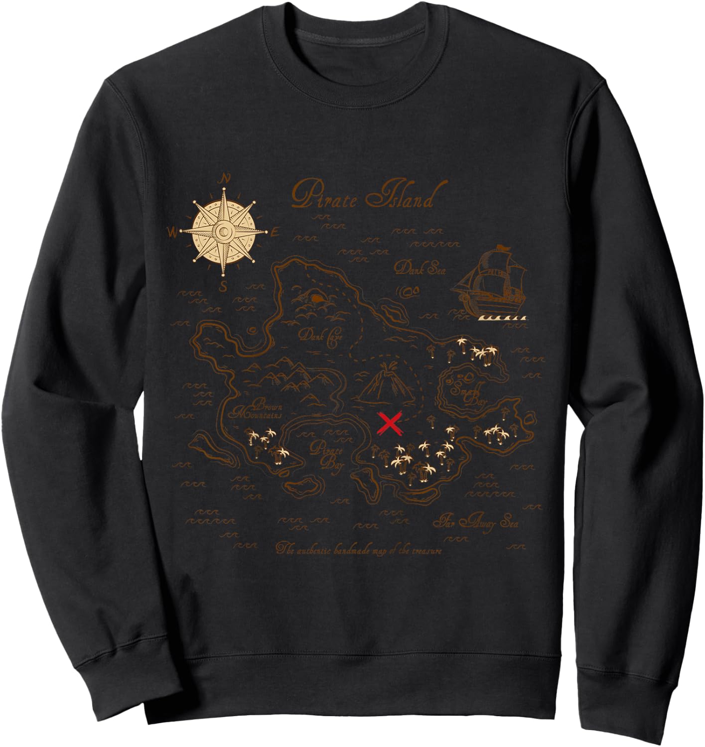 Kids Pirate Map of the Treasure Sweatshirt - Sweatshirt | Black