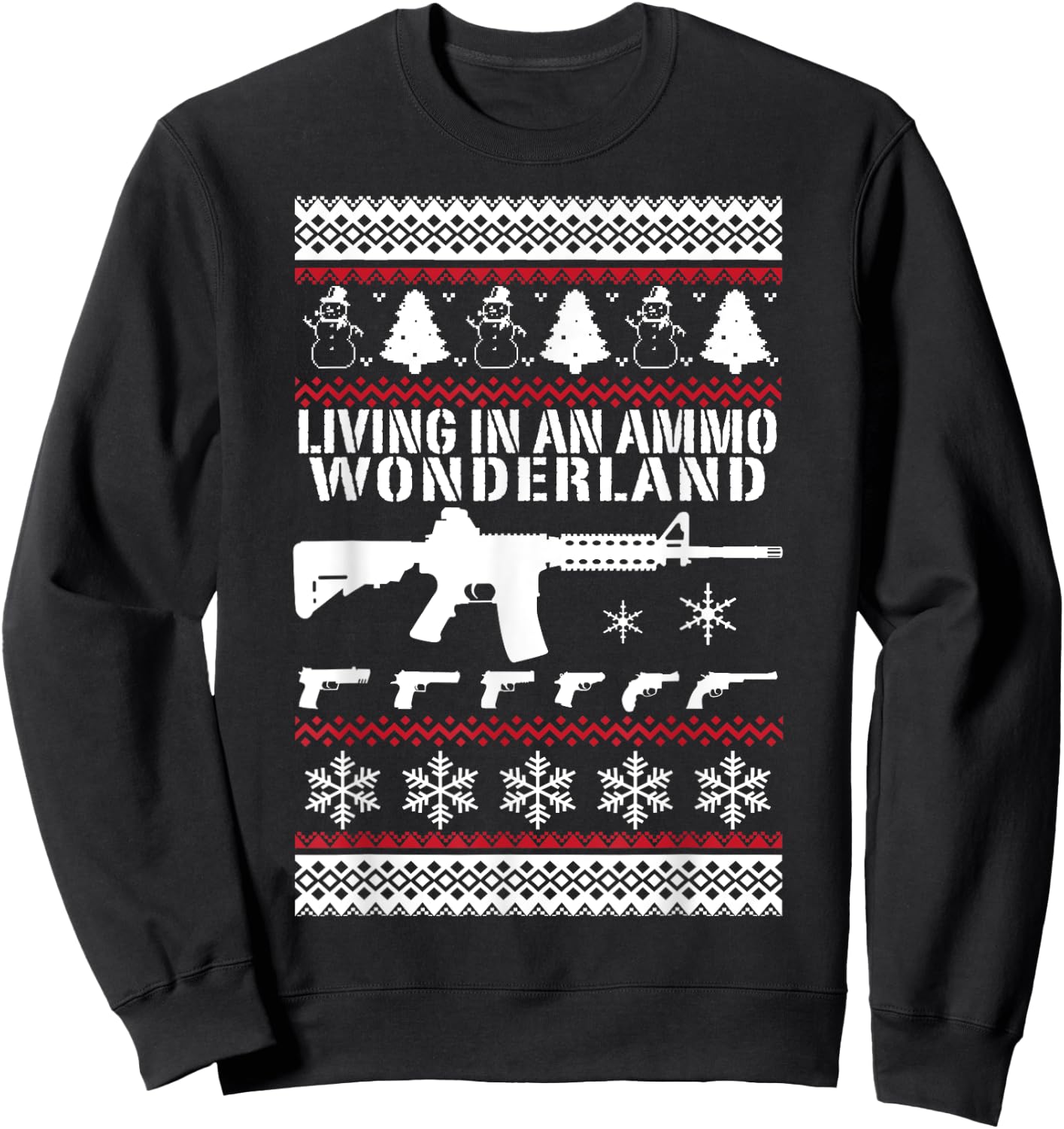 AR15 Ugly Christmas Sweater Style T Shirt Xmas 2nd Amendment Sweatshirt - Sweatshirt | Black