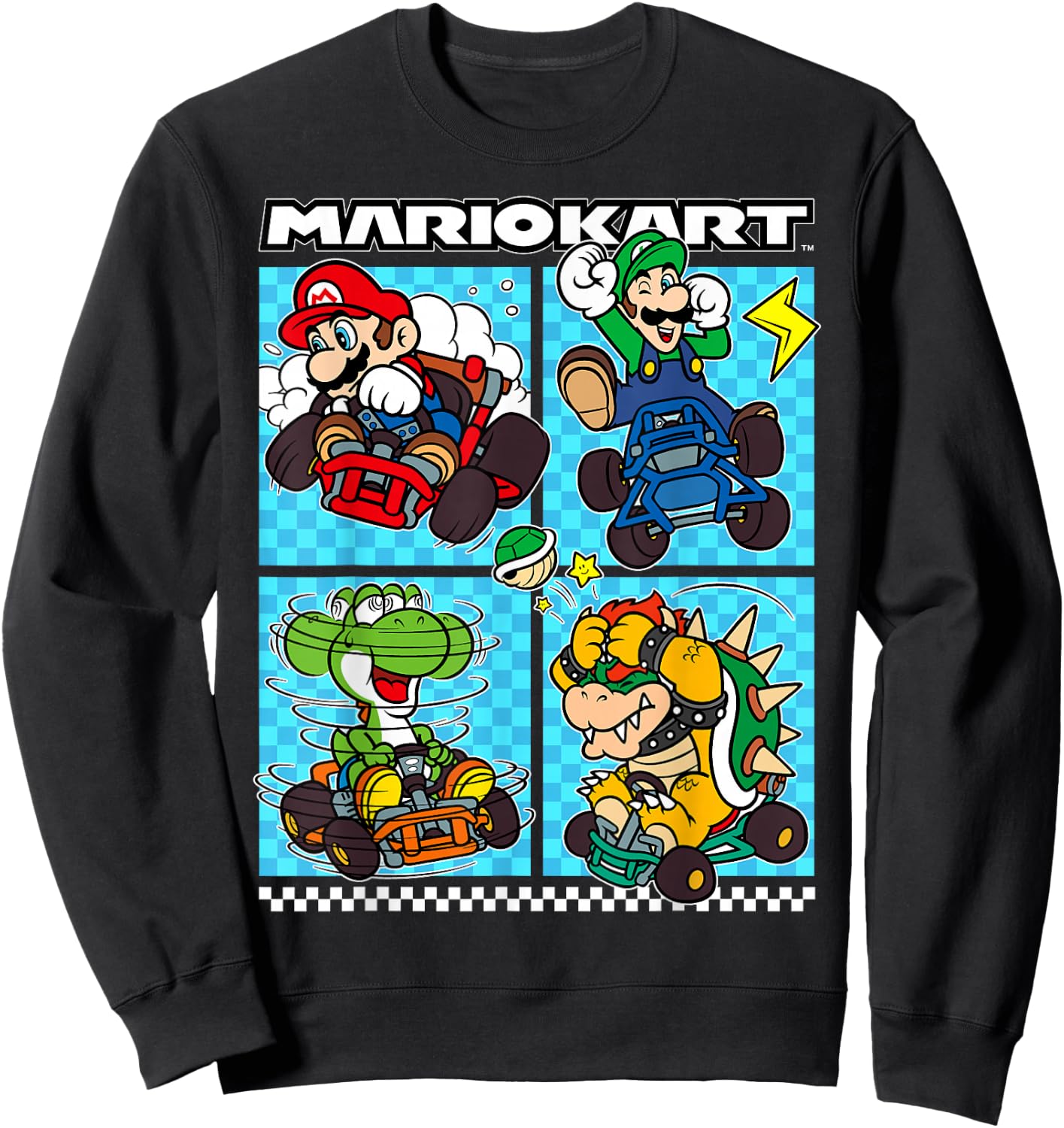 Mario Kart Group Graphic - Classic Fit, , Black, Adult Sweatshirt - Sweatshirt | Black