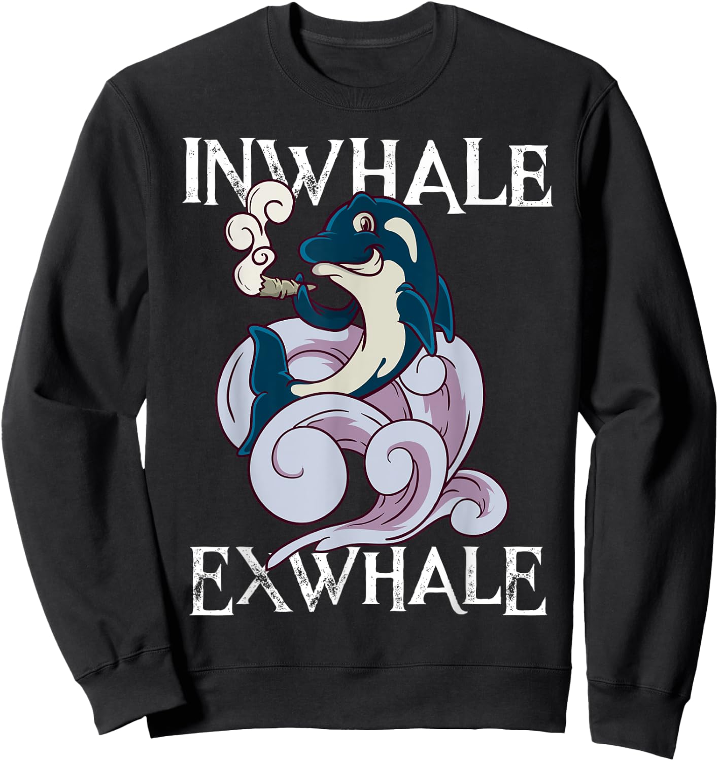 420 Day T Shirt Killer Whale Orca Shark Smoking Weed Gift Sweatshirt - Sweatshirt | Black