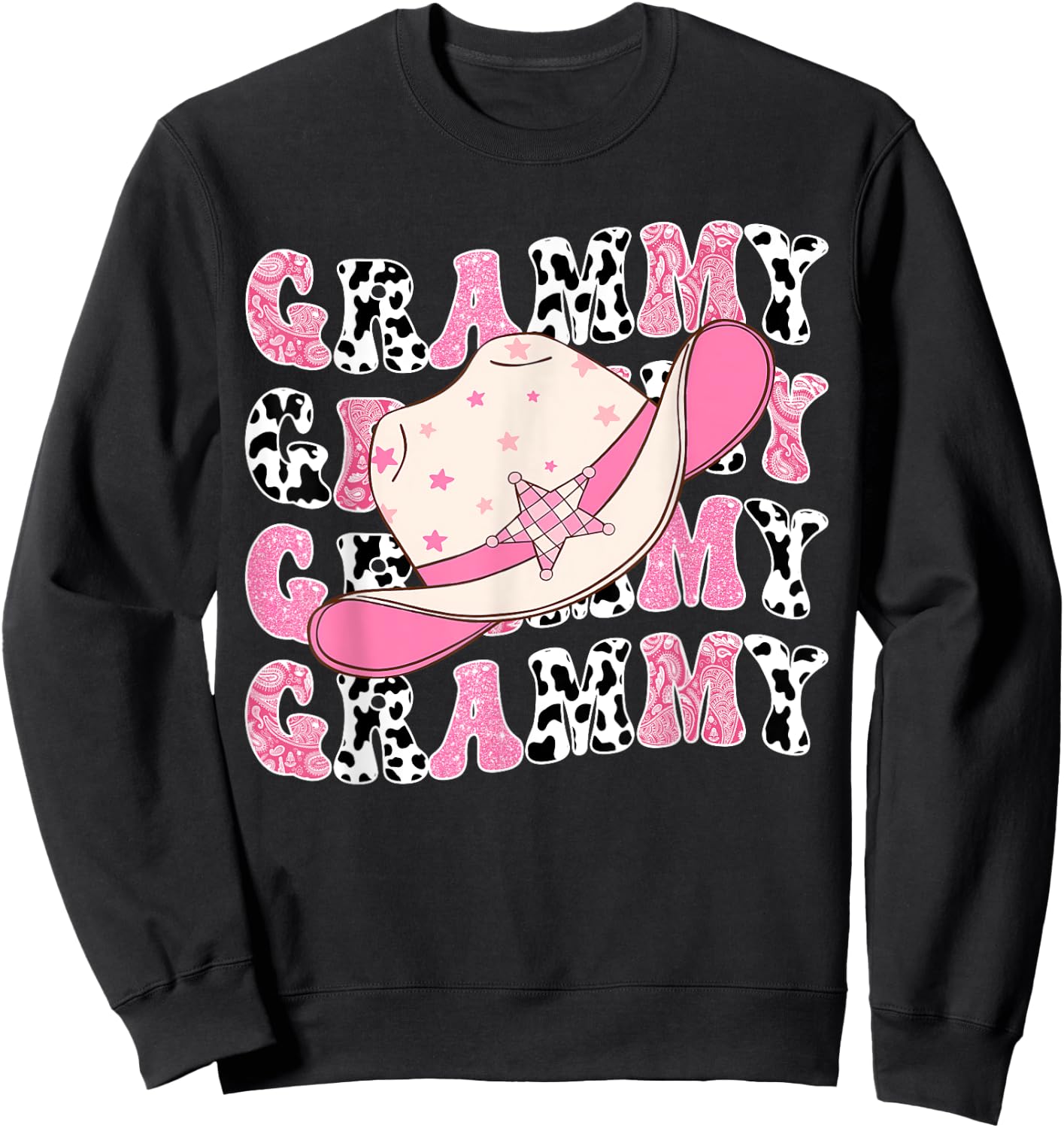 Grammy Pink Rodeo CowGirl Western Retro Groovy Sweatshirt - Sweatshirt | Black