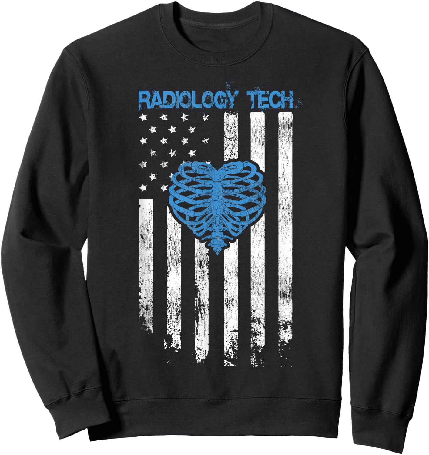 RADIOLOGY TECH - American Flag Ribs Heart Design Sweatshirt - Sweatshirt | Black