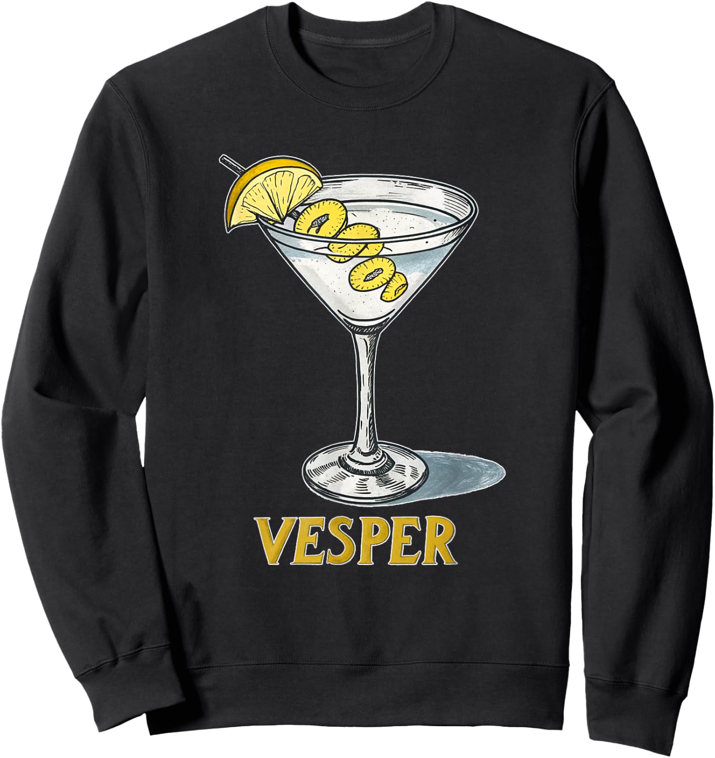Classic Vesper Martini Graphic Vintage Style Sweatshirt - Sweatshirt | Black