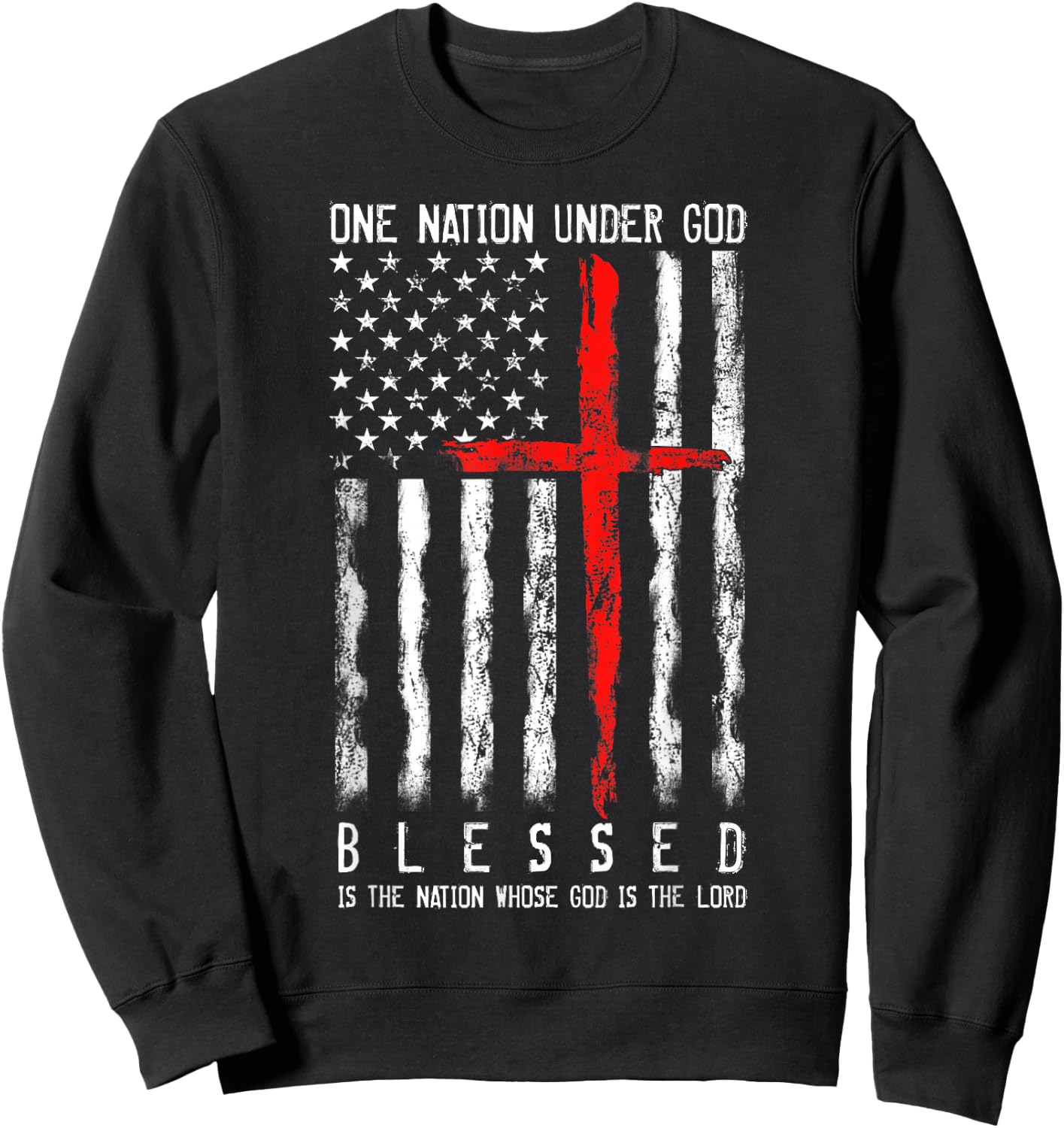 Patriotic Christian Blessed One Nation Under God Sweatshirt - Sweatshirt | Black