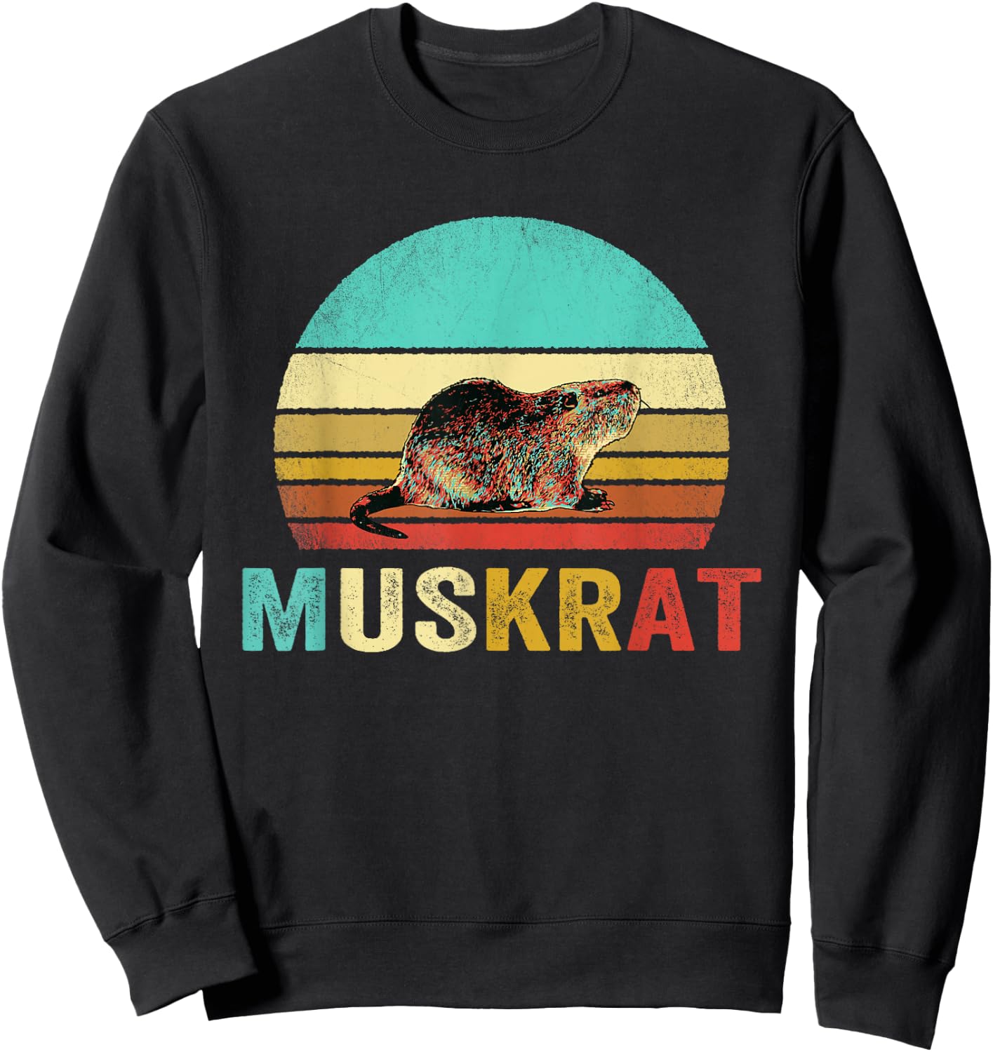 Vintage Muskrat Shirt Sunset Sweatshirt - Sweatshirt | Black