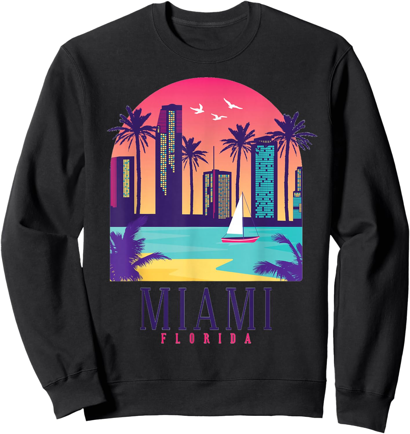 Miami Florida Vintage Retro USA America Souvenir Gift Sweatshirt - Sweatshirt | Black