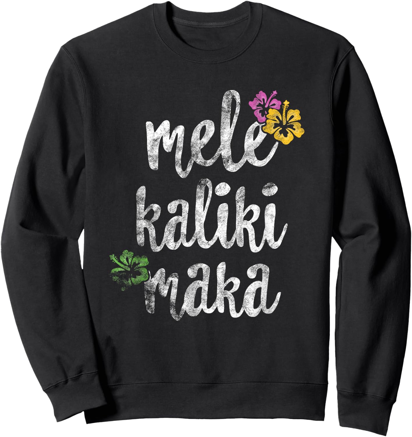 Vintage Mele Kalikimaka Hawaiian Christmas Xmas Hawaii Sweatshirt - Sweatshirt | Black