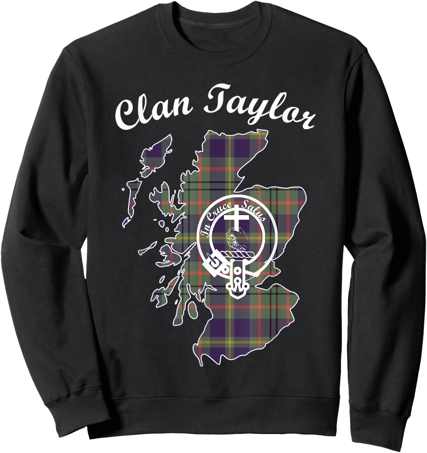Taylor surname last name Scottish Clan tartan badge crest Sweatshirt - Sweatshirt | Black