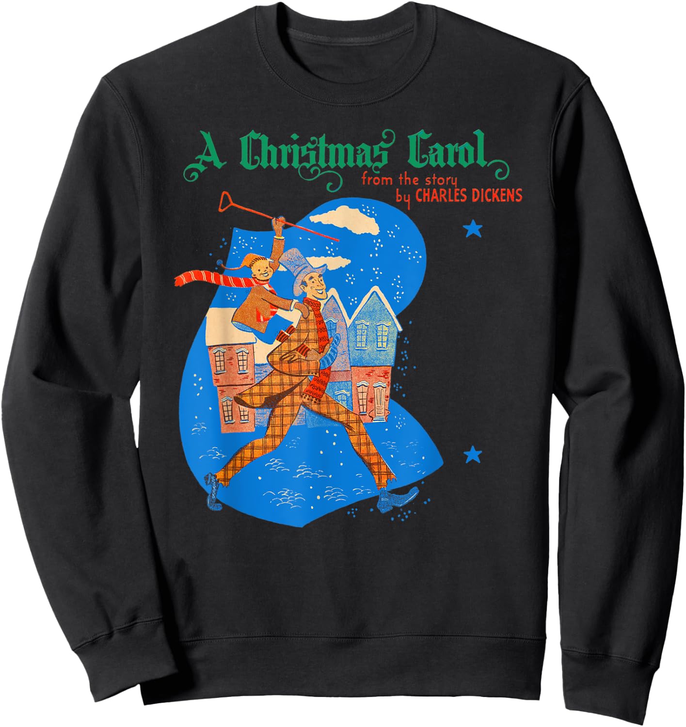 Merry Christmas Ebenezer Scrooge Tiny Tim Christmas Carol Sweatshirt - Sweatshirt | Black