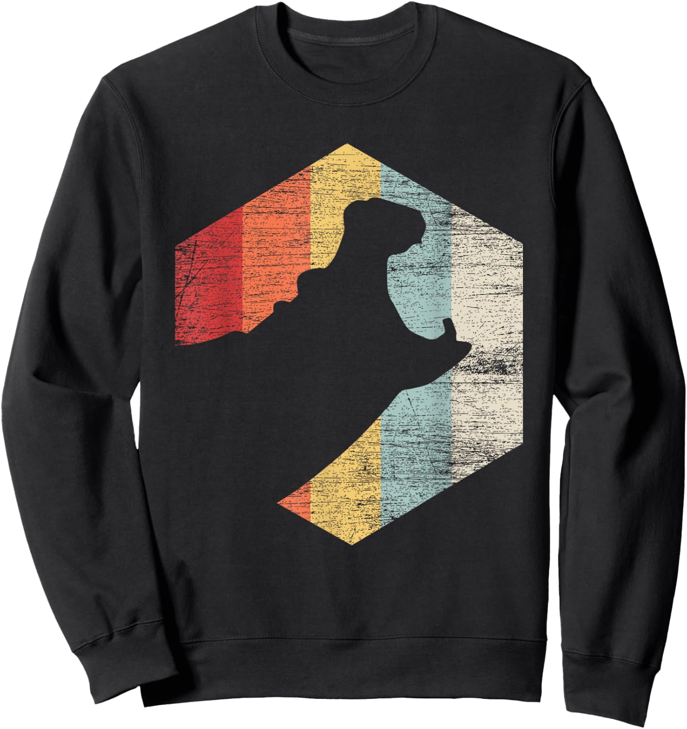Retro Hippo - Black, Small, Classic Fit, Short Sleeve, Cotton 60% Polyester 40%, Adult, All Seasons, Animal Lovers, Hippo Enthusiasts, Birthday Gift Sweatshirt - Sweatshirt | Black