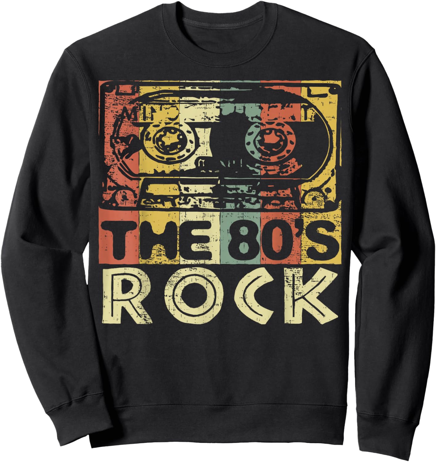 The 1980s Rock! Fun Gift Tape Cassette Design Sweatshirt - Sweatshirt | Black
