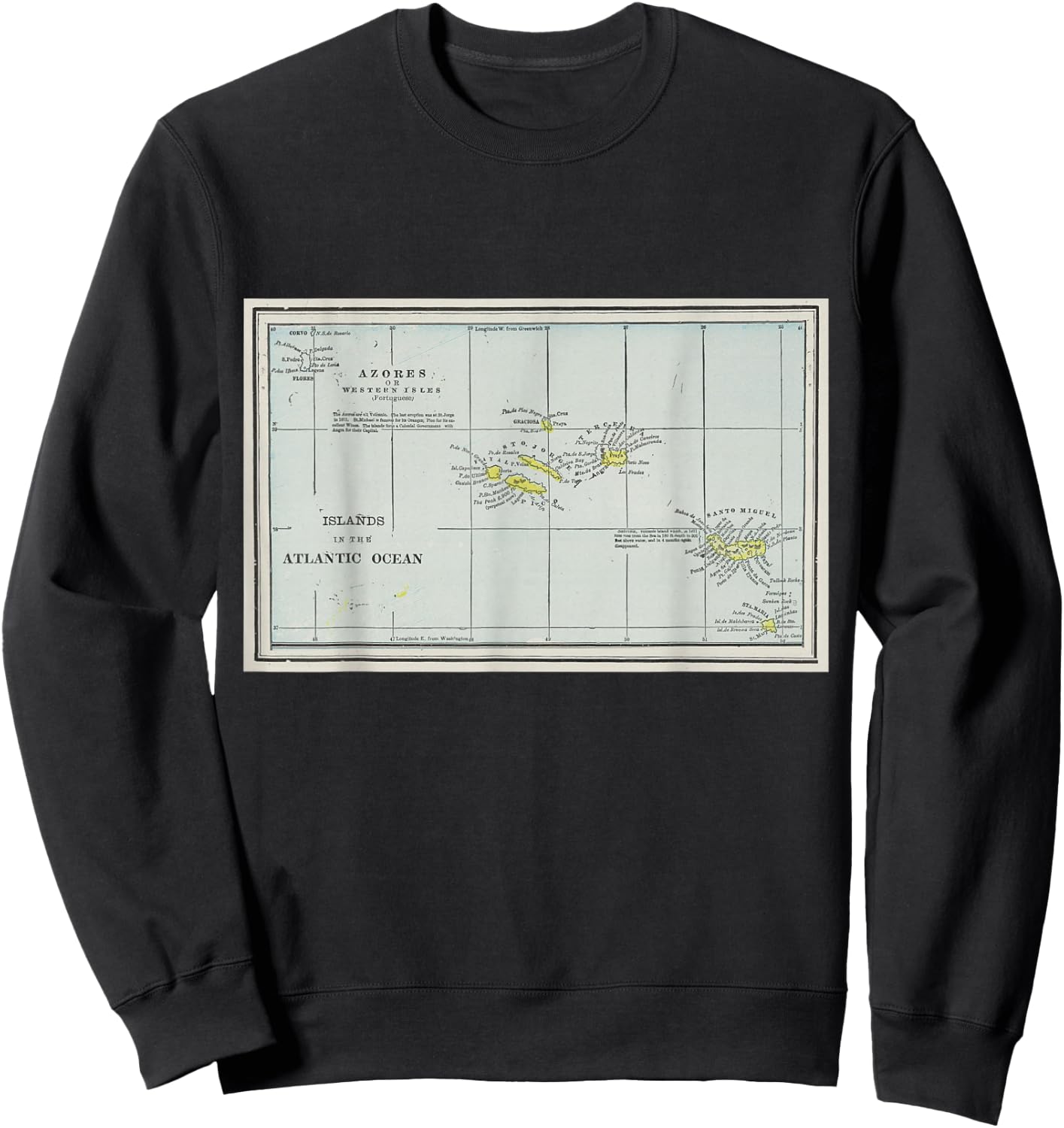 Azores Islands Map T Shirt Sweatshirt - Sweatshirt | Black