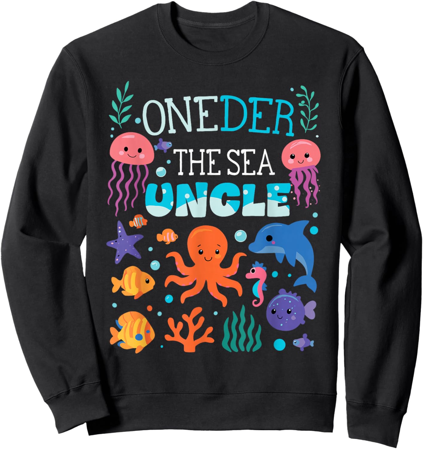 Under Sea Uncle Birthday Girl Boy Matching Family Party Sweatshirt - Sweatshirt | Black