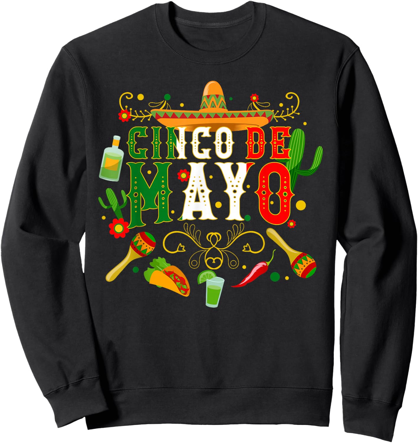 Fiesta Cinco De Mayo T Shirts Men Women Taco Sweatshirt - Sweatshirt | Black
