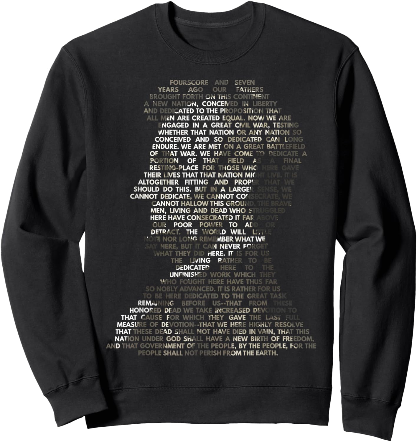 Abraham Lincoln Portrait Gettysburg Address Sweatshirt - Sweatshirt | Black