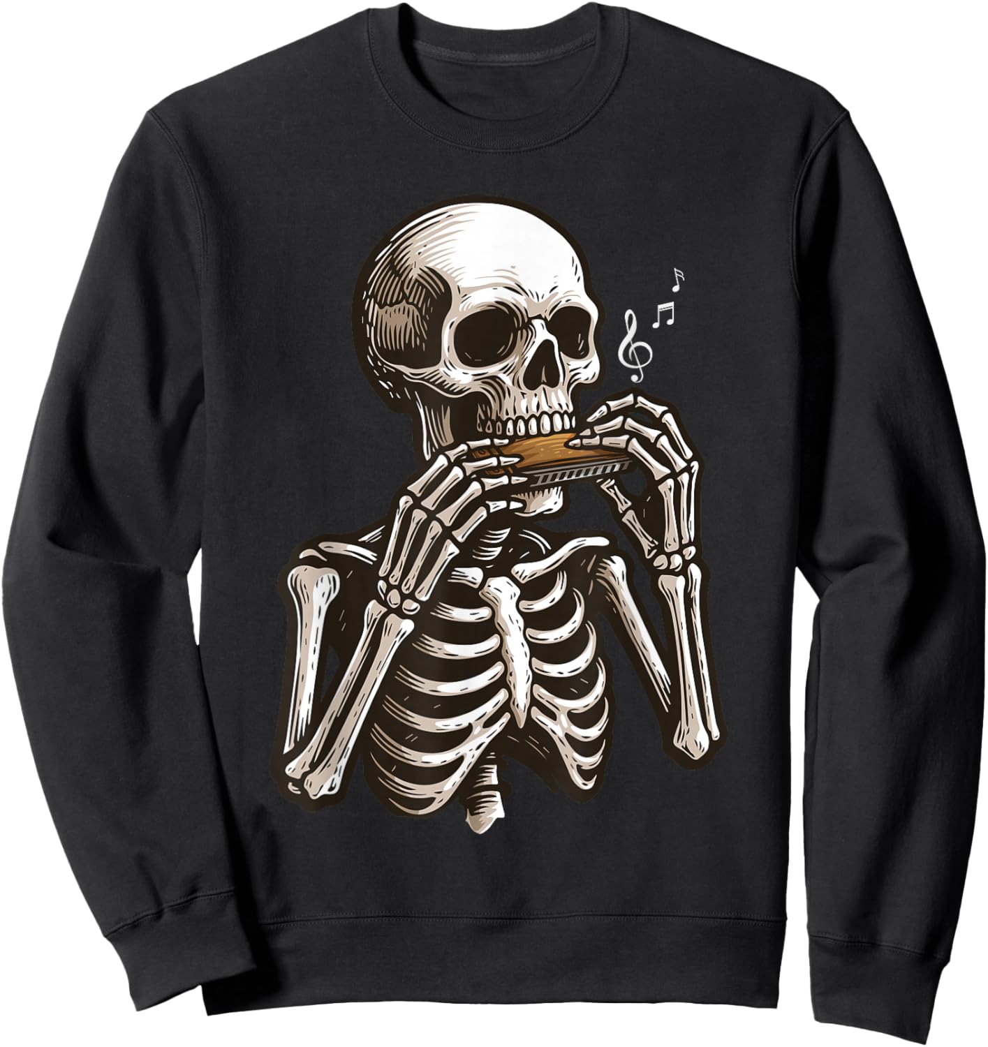 Funny Harmonica Art Women Kid Music Harmonica Player Sweatshirt - Sweatshirt | Black