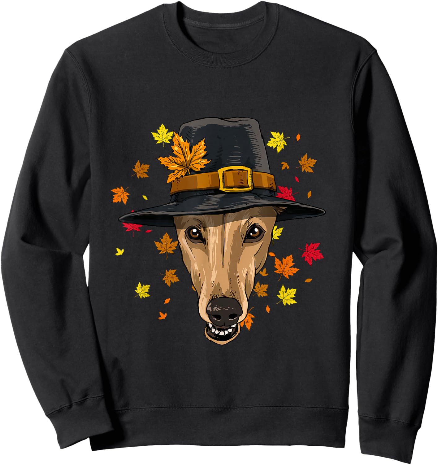 Thanksgiving Greyhound Pilgrim Costume Men Women Sweatshirt - Sweatshirt | Black