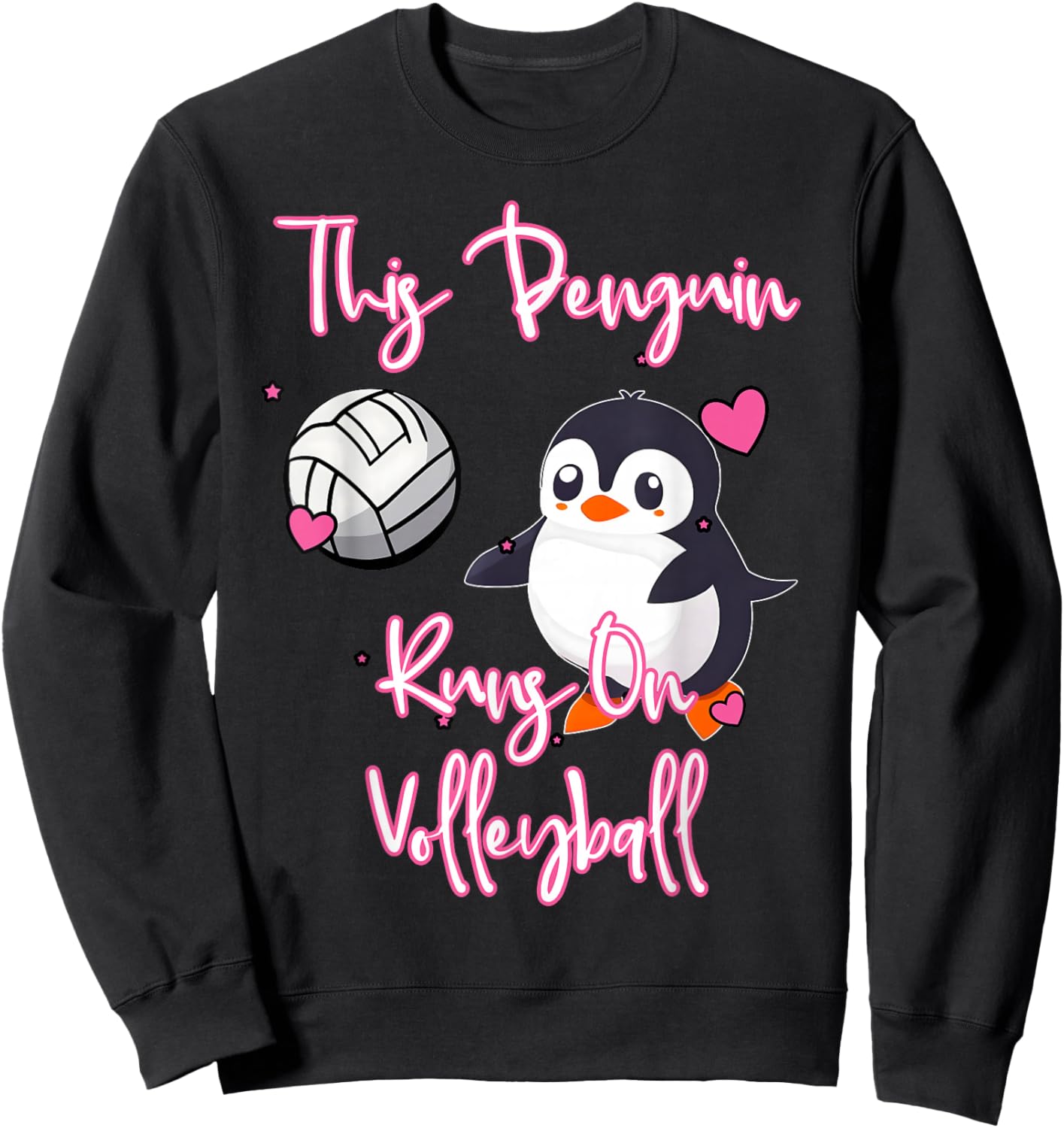 This Penguin Runs On Volleyball Player Serve Animal Lover Sweatshirt - Sweatshirt | Black
