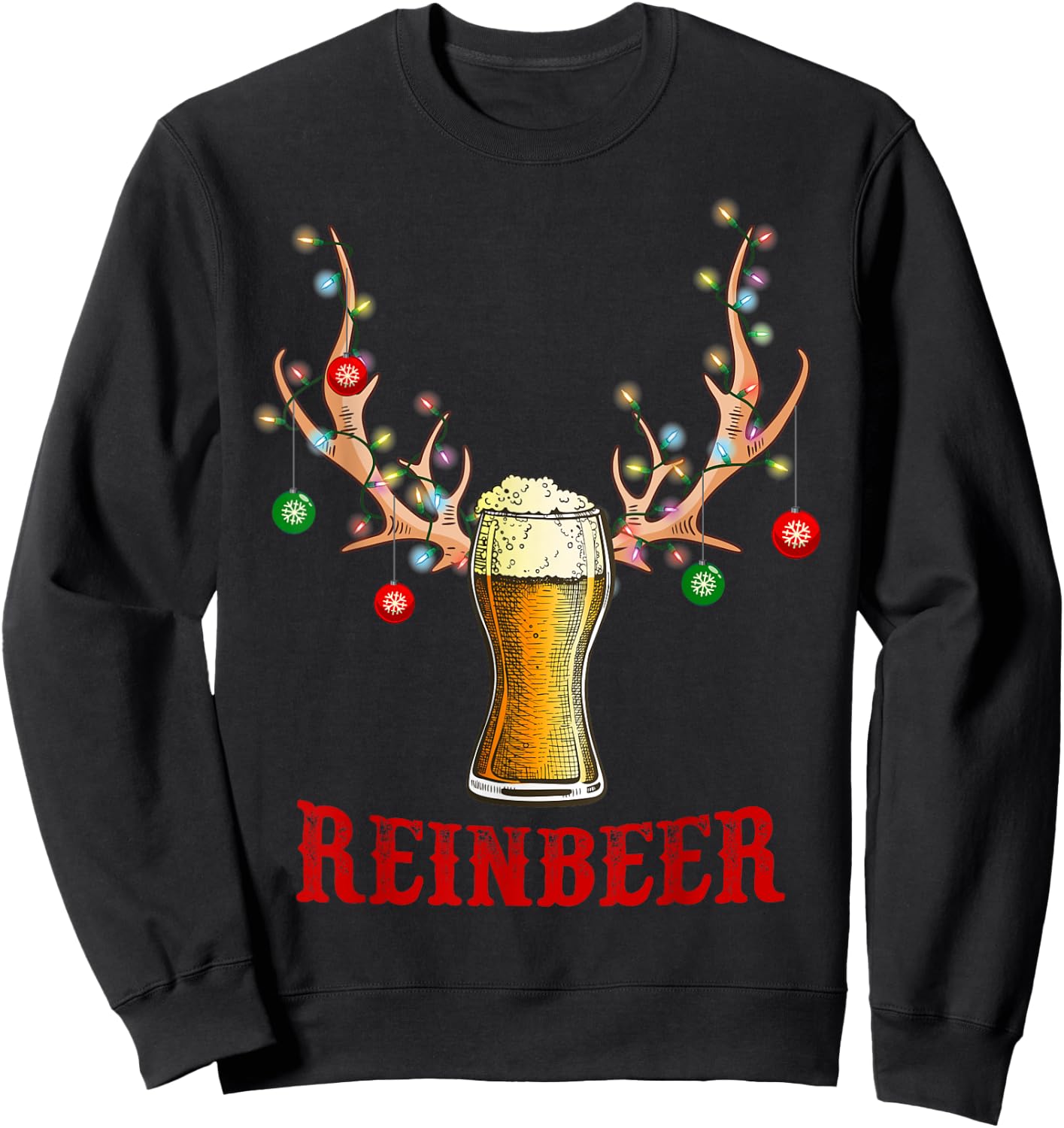 Man Cave Reinbeer Christmas Gift Beer Lovers Costume Men Sweatshirt - Sweatshirt | Black