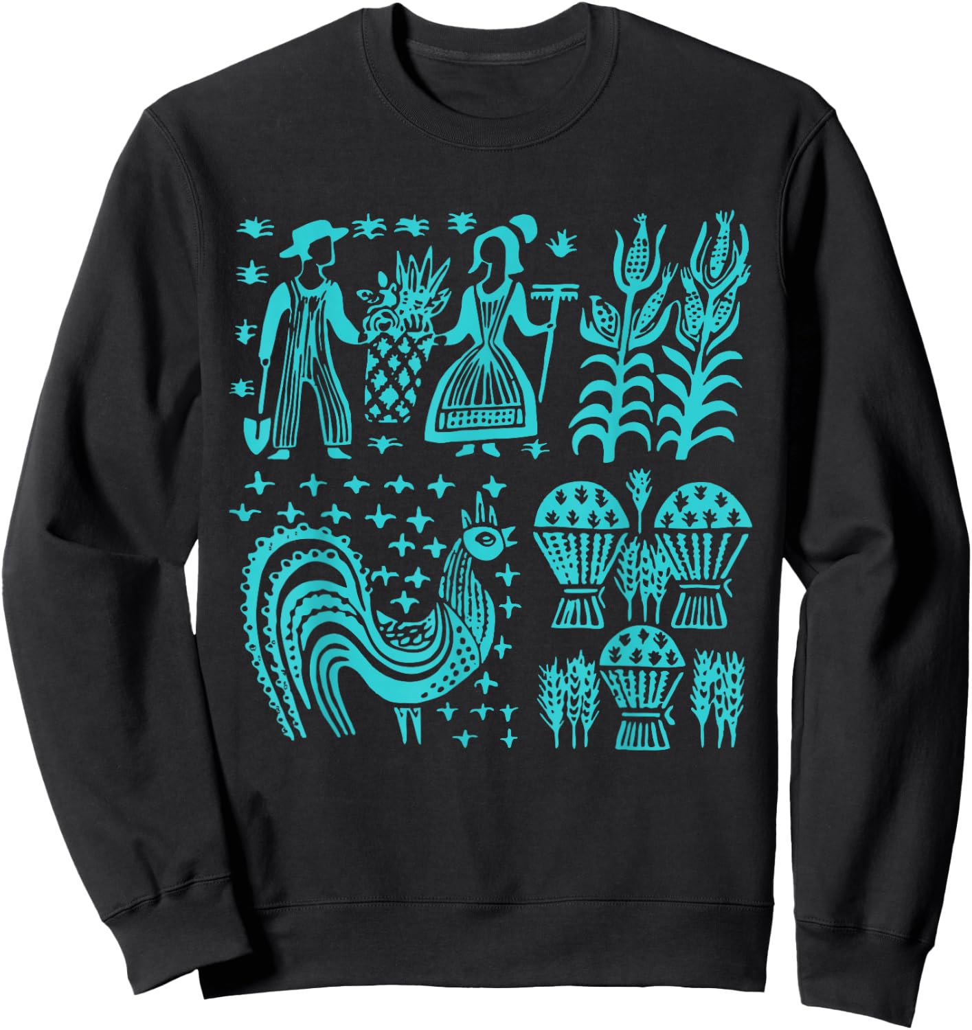 Vintage Pyrex Pattern - Butterprint (Turquoise Blue) Sweatshirt - Sweatshirt | Black