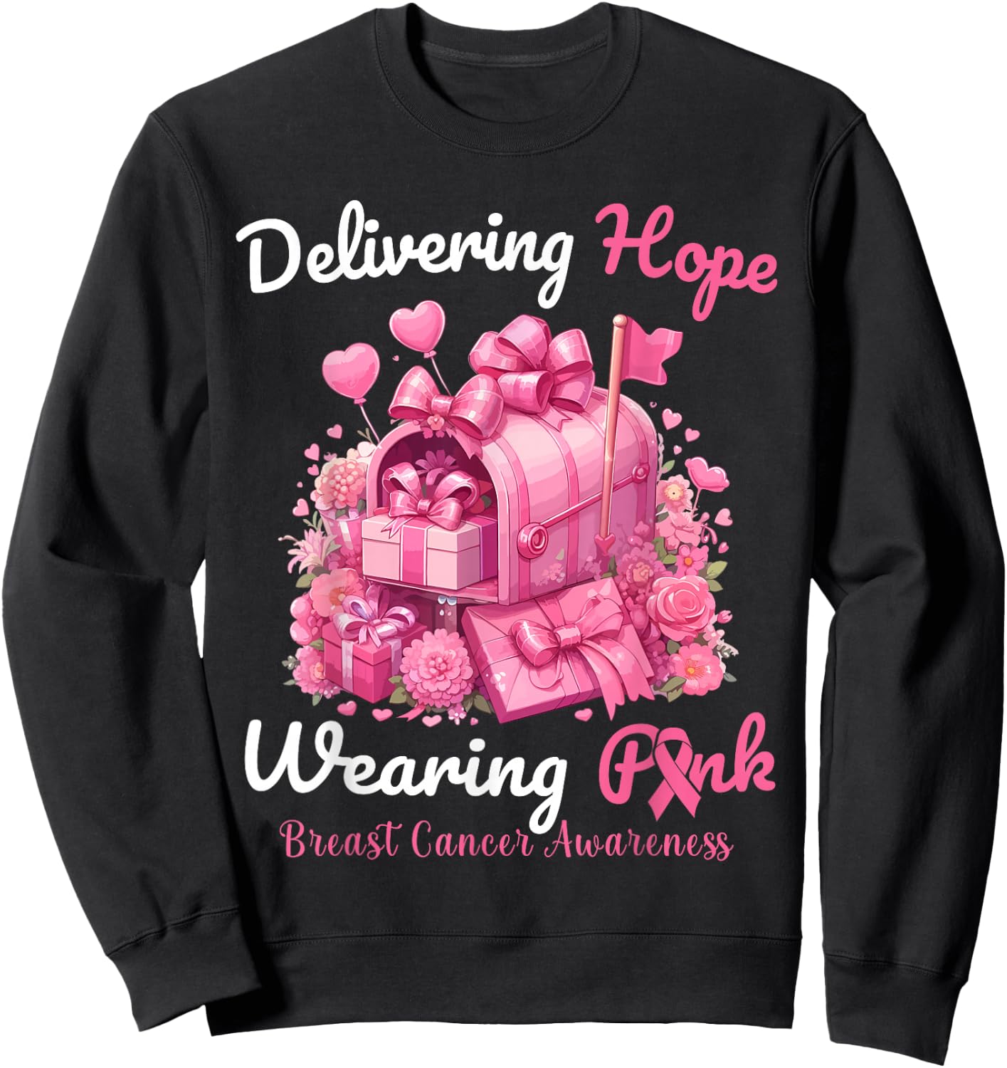 Postal Worker Breast Cancer Awareness October We Wear Pink Sweatshirt - Sweatshirt | Black