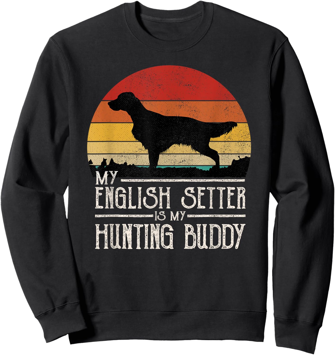 Vintage Sunset Hunting Dog English Setter Women Kids Sweatshirt - Sweatshirt | Black