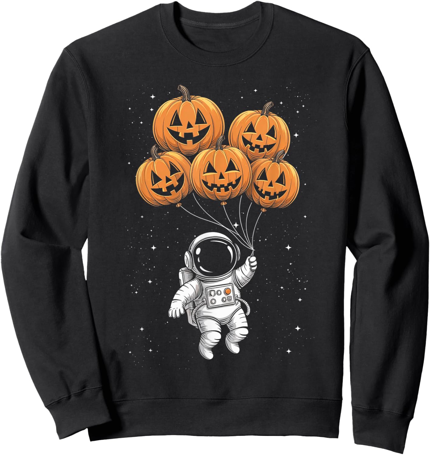 Halloween Astronaut Pumpkin Balloons Kids Sweatshirt - Sweatshirt | Black