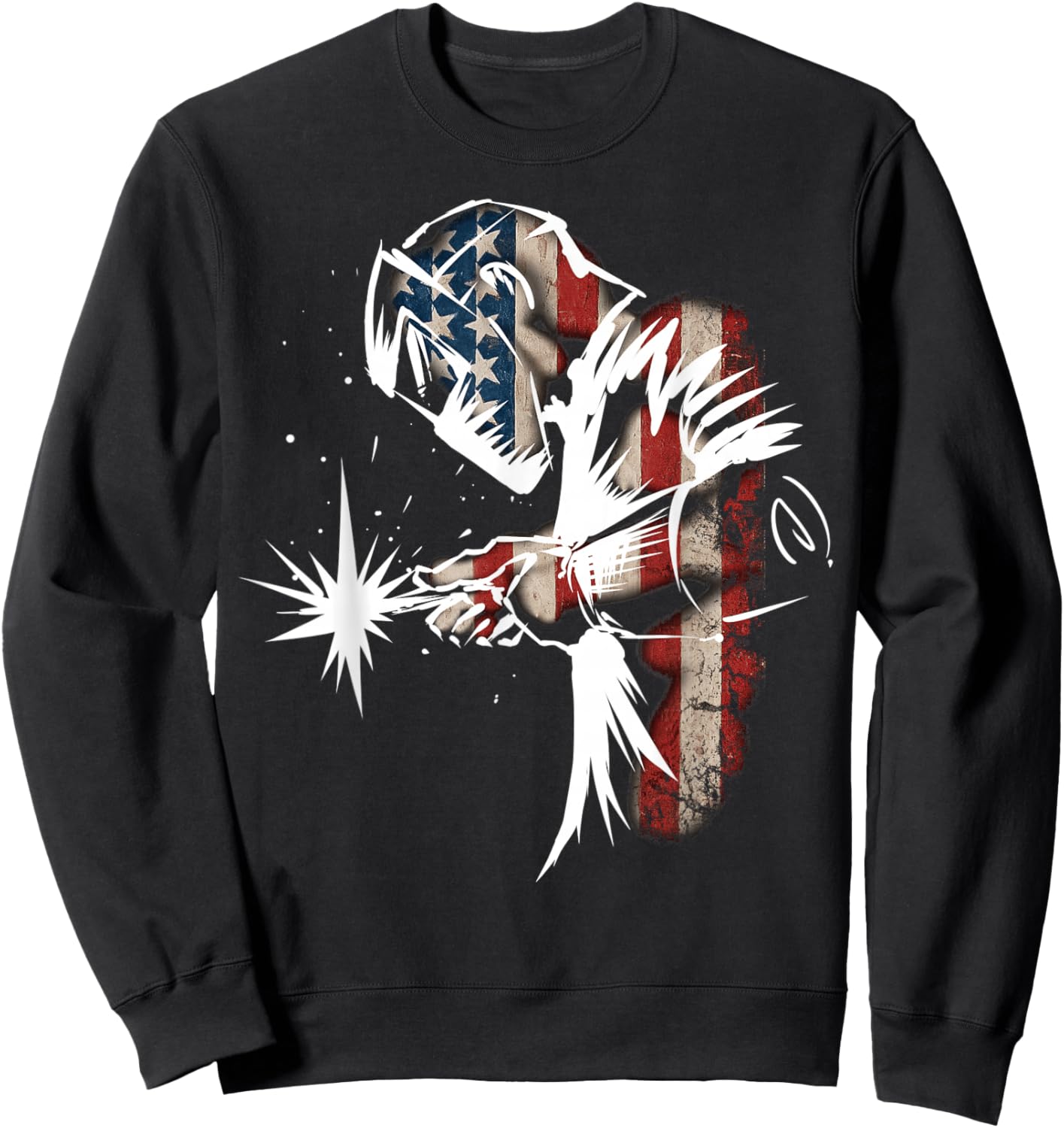 Welder American Flag USA Patriotic Welder Gift Sweatshirt - Sweatshirt | Black