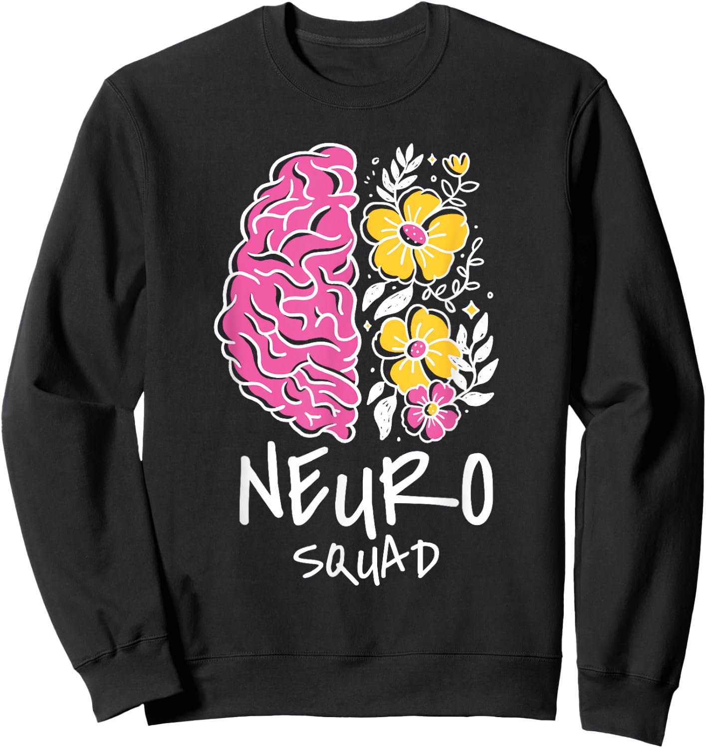 Neuro Squad Brain Flowers Art Sweatshirt - Sweatshirt | Black